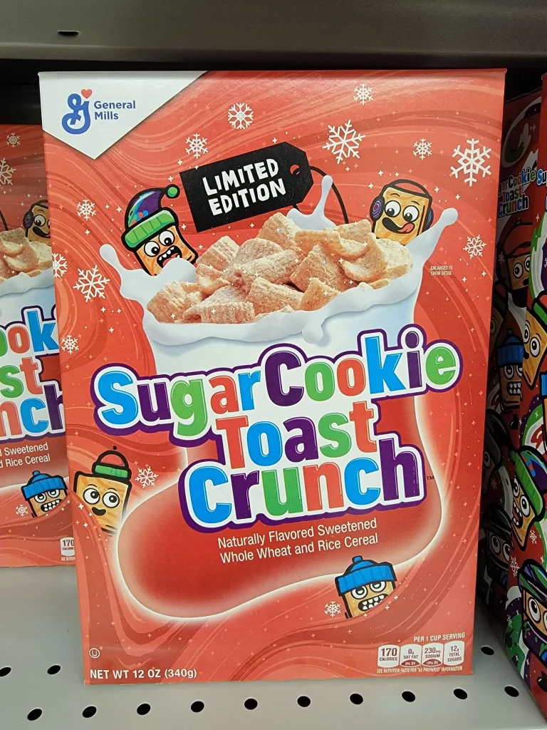The front of the Sugar Cookie Toast Crunch cereal box.