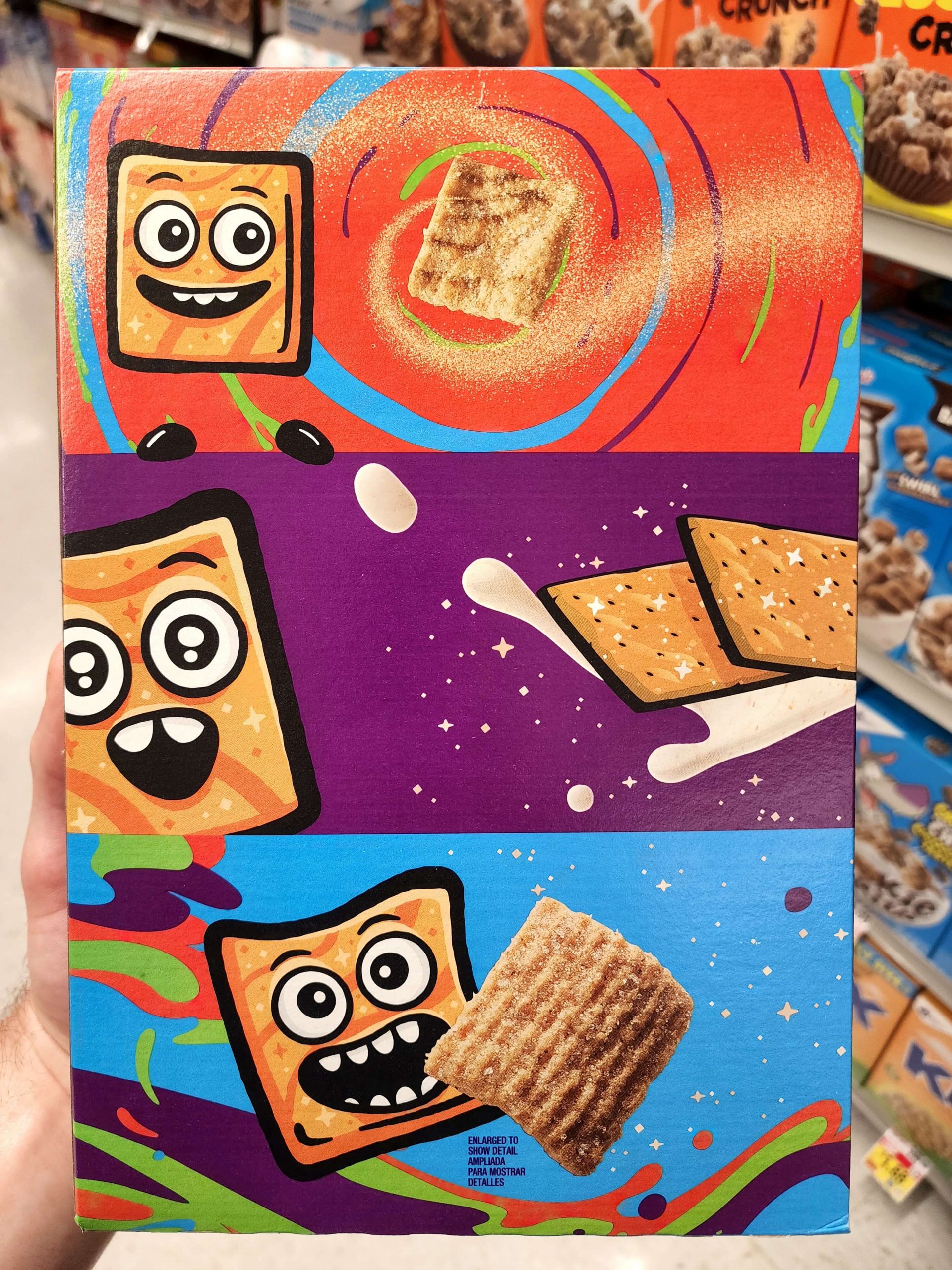 Back of CinnaGraham Toast Crunch cereal box.