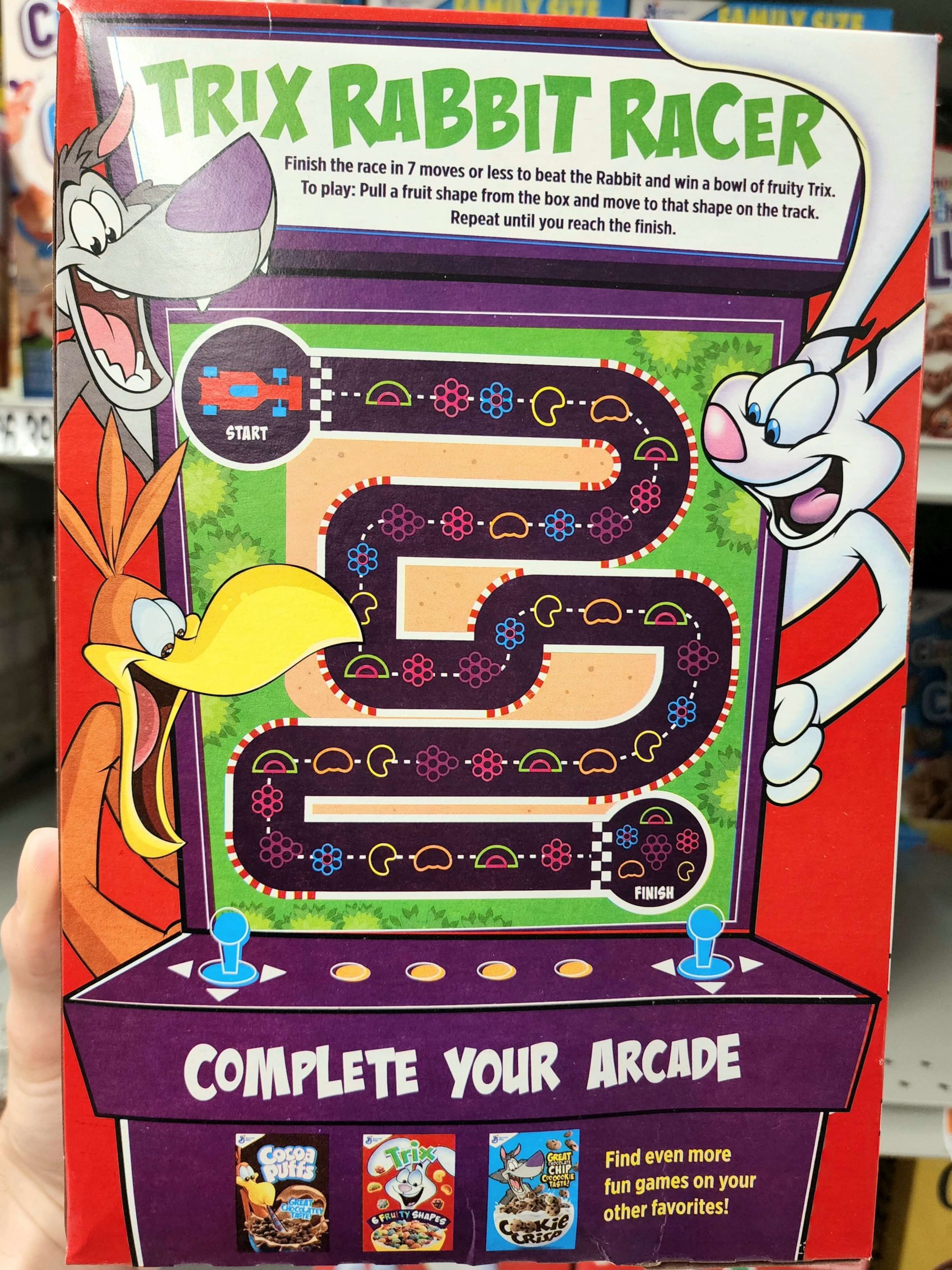 Back of General Mills Trix Turns Milk Pink 2022 cereal box.