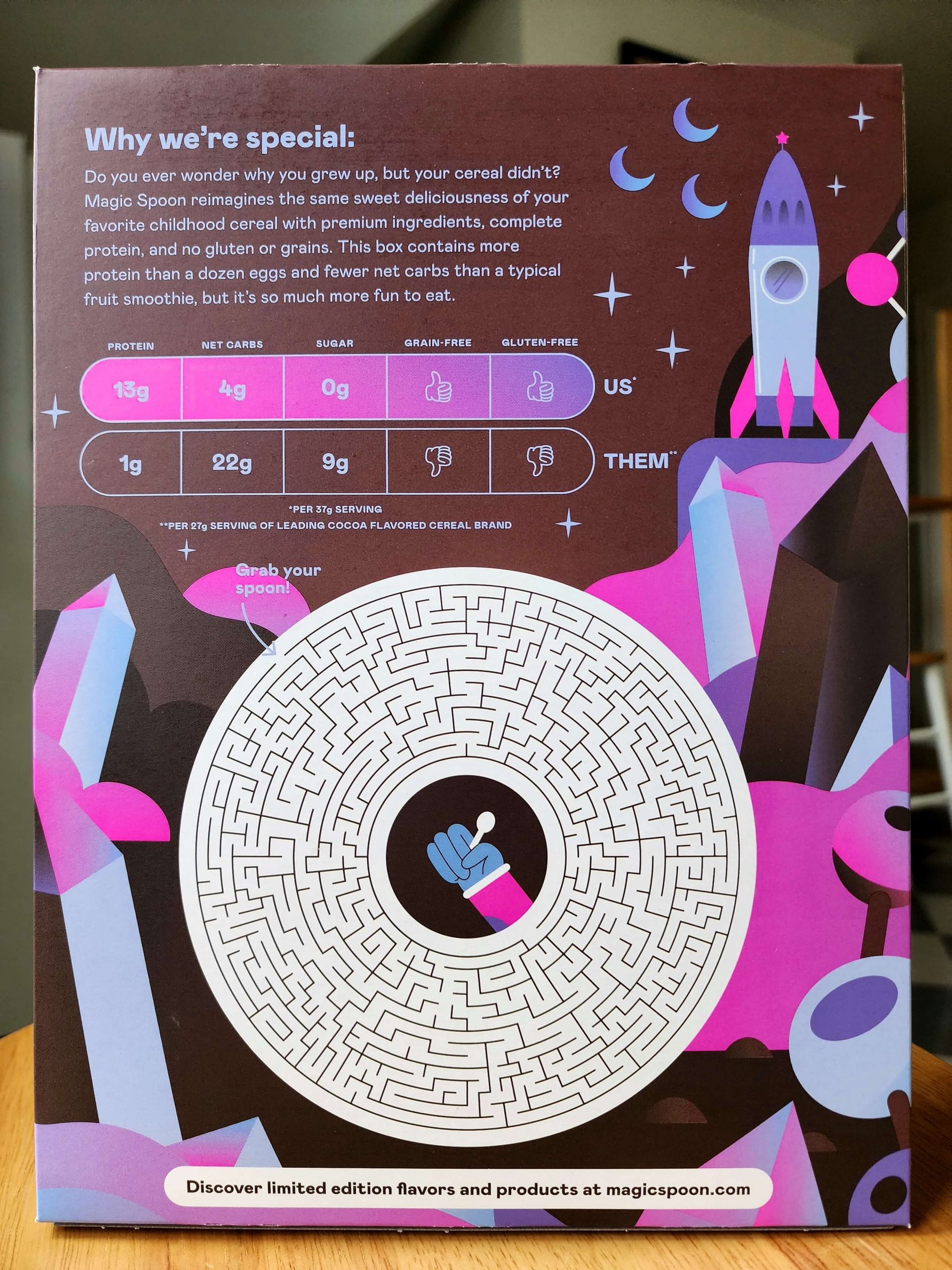 Front of Magic Spoon Cocoa cereal box.
