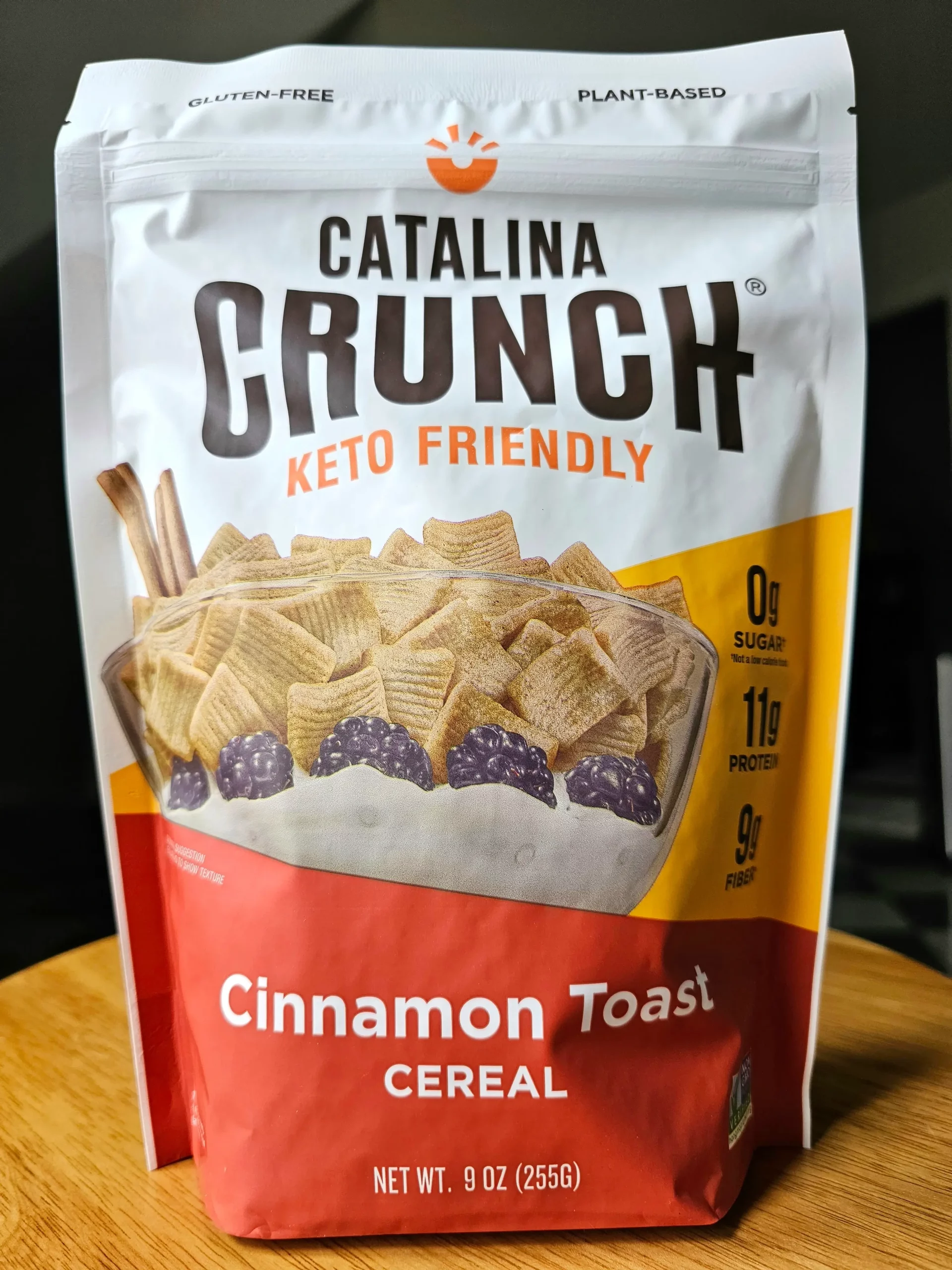 Front of Catalina Crunch Keto Friendly Cinnamon Toast cereal bag.
