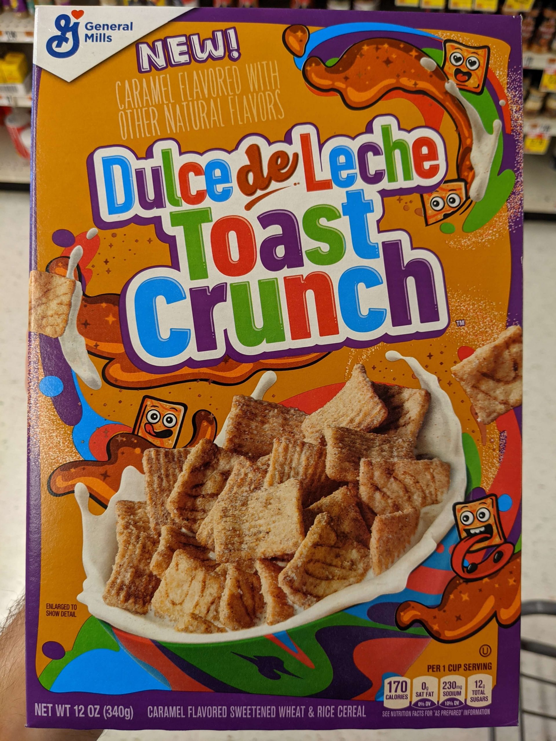 Front of Dulce de Leche Toast Crunch box.