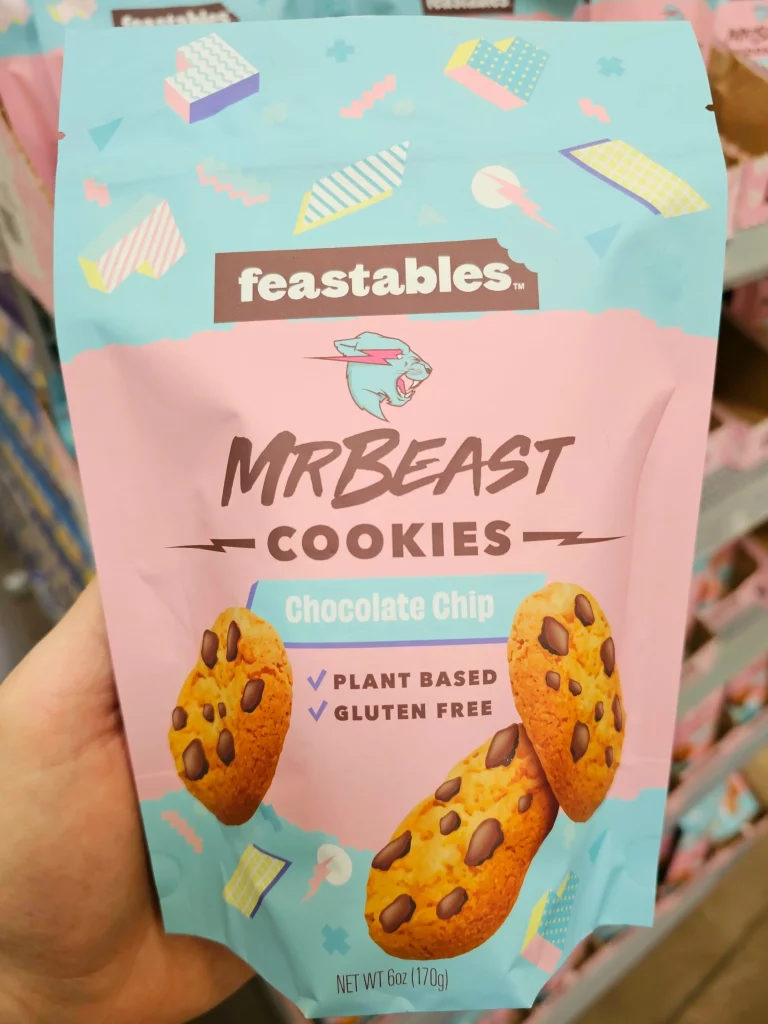 MrBeast Feastables Chocolate Chip Cookies, front of the package.