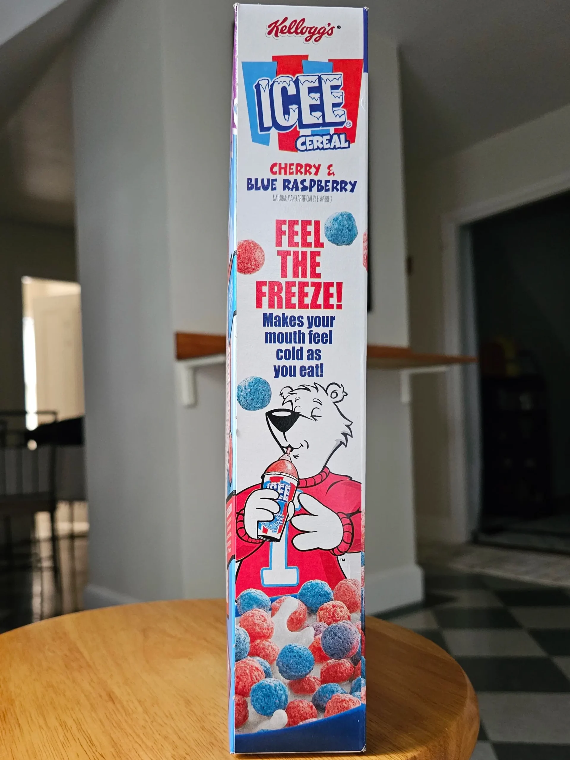 Side of Kellogg's ICEE cereal box.