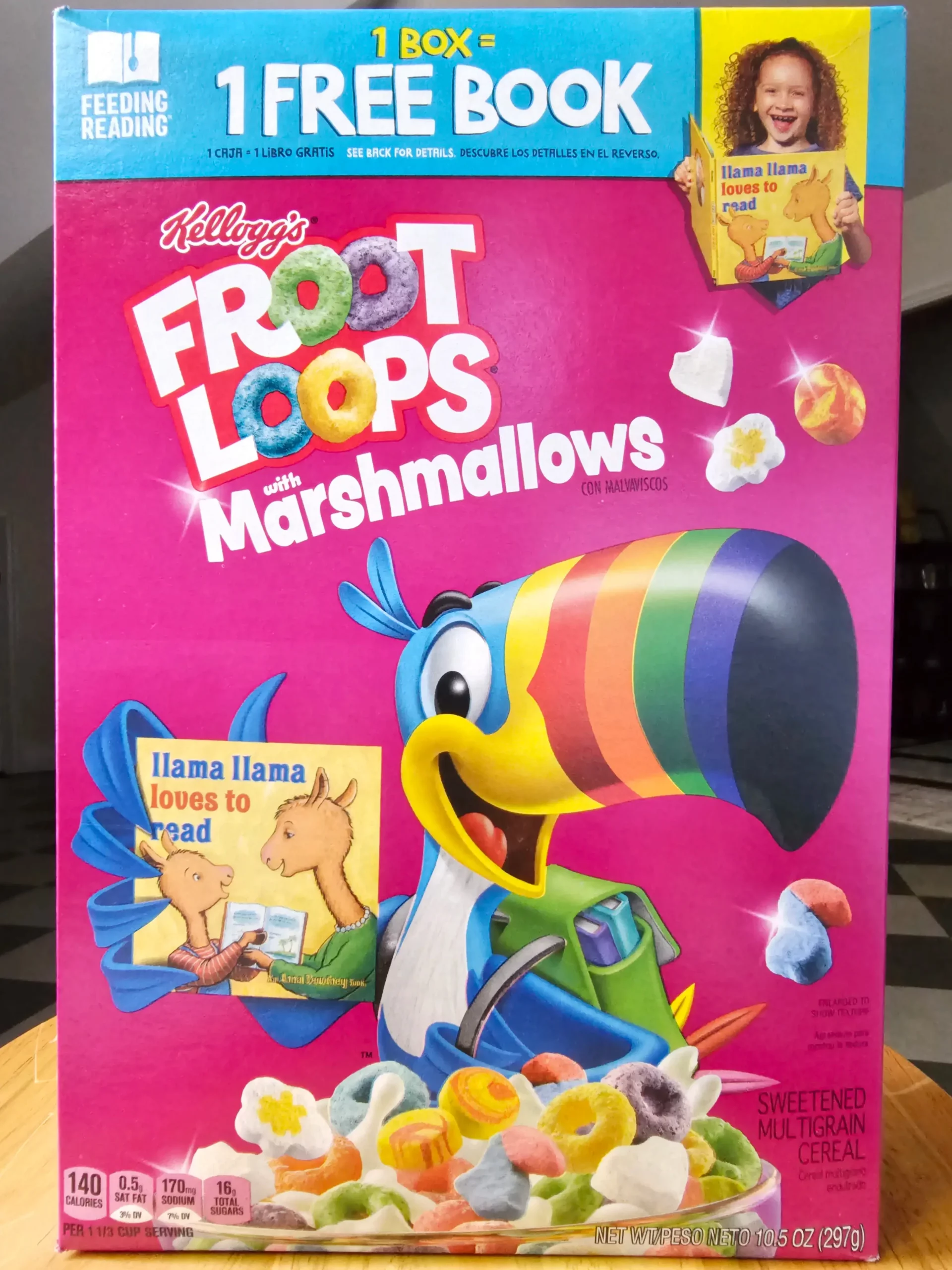 Front of Froot Loops with Marshmallows cereal box.