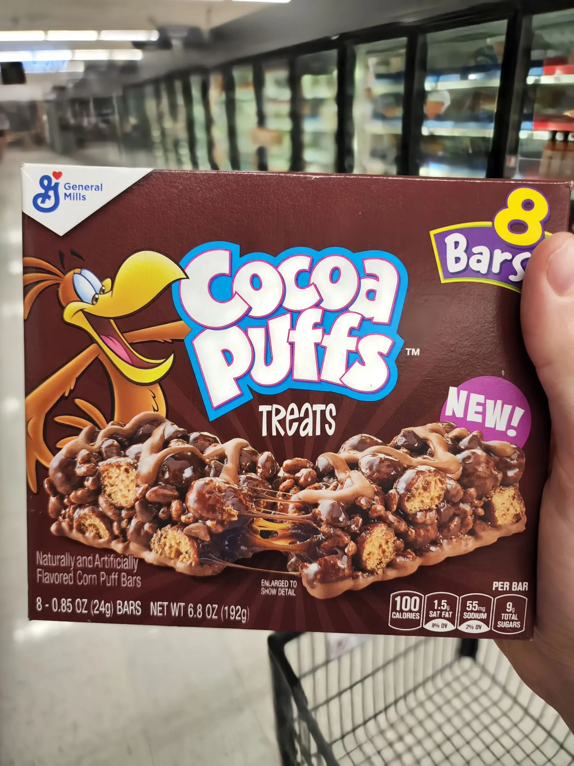 Box of Cocoa Puffs Treats.