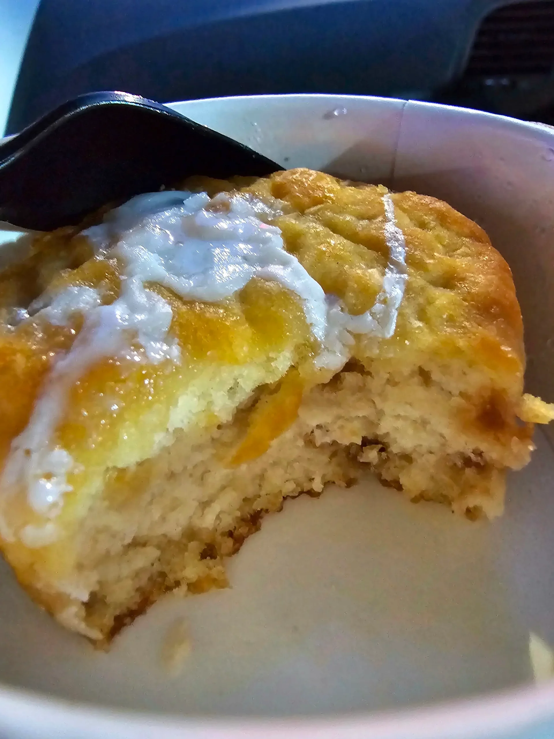 Inside of Popeye's Strawberry Biscuit.