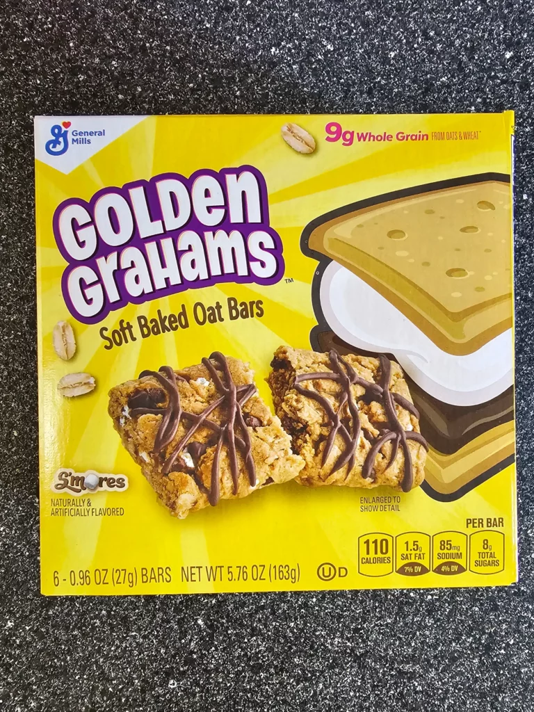 Front box of General Mills Golden Graham's s'mores soft baked oat bars.
