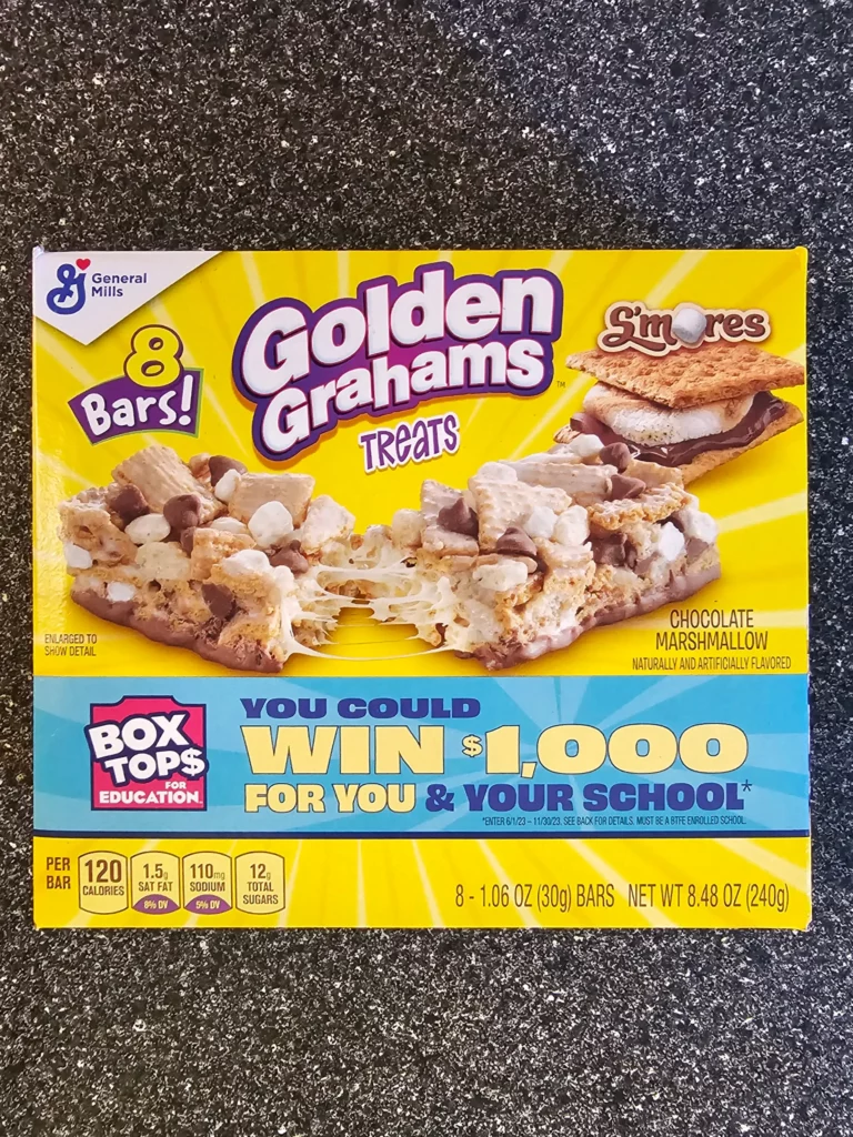 Front box of General Mills Golden Grahams Treats bars.