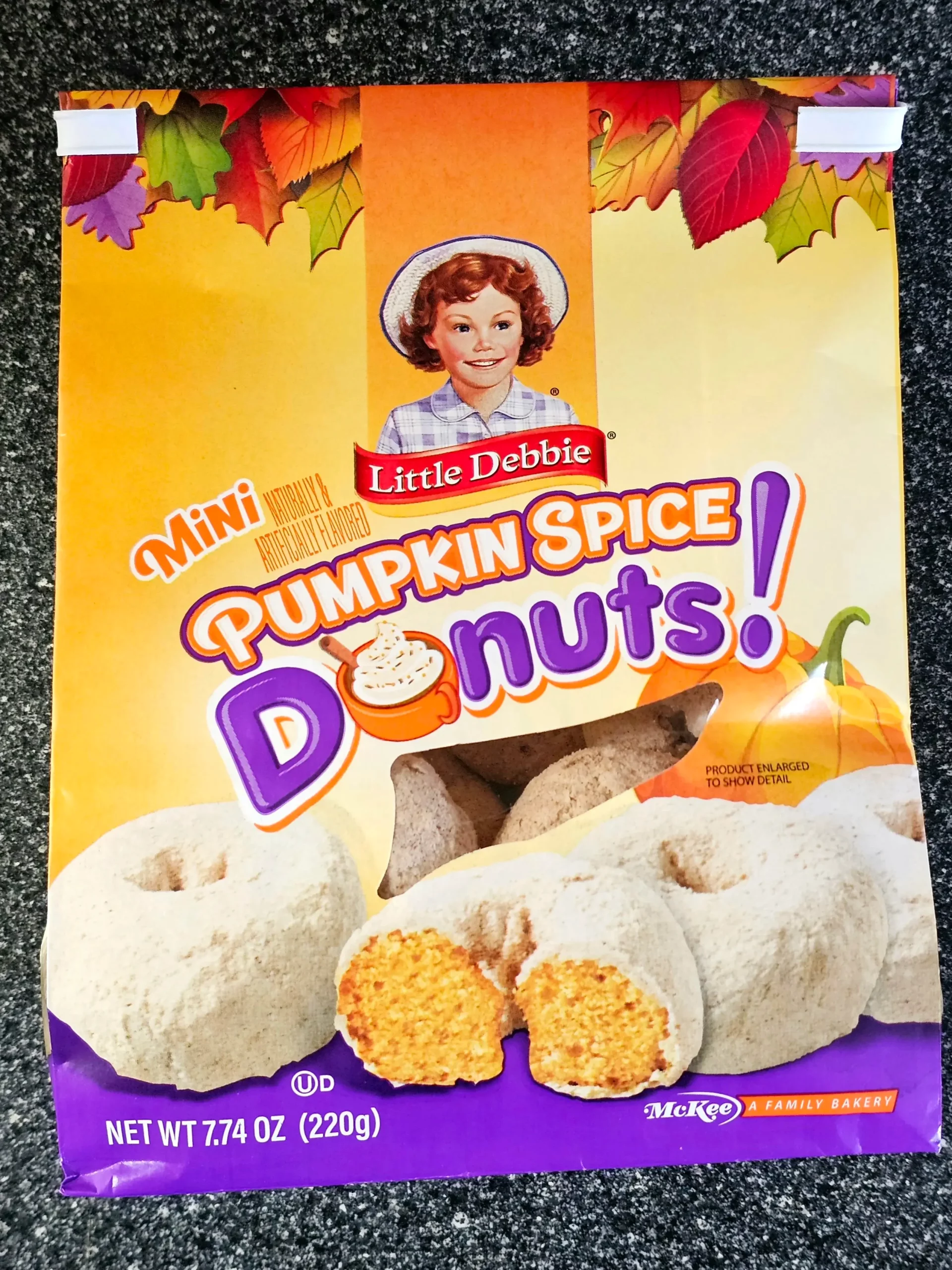 Front package of Little Debbie Pumpkin Spice Donuts.