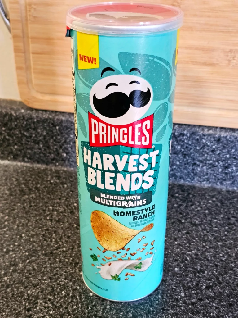 Front can of Pringles Harvest Blends Multi Grain Homestyle Ranch chips.