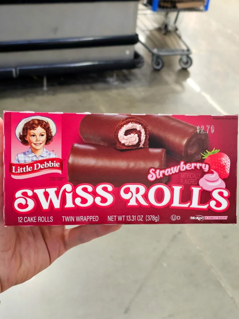 Front box of Little Debbie Strawberry Swiss Rolls.