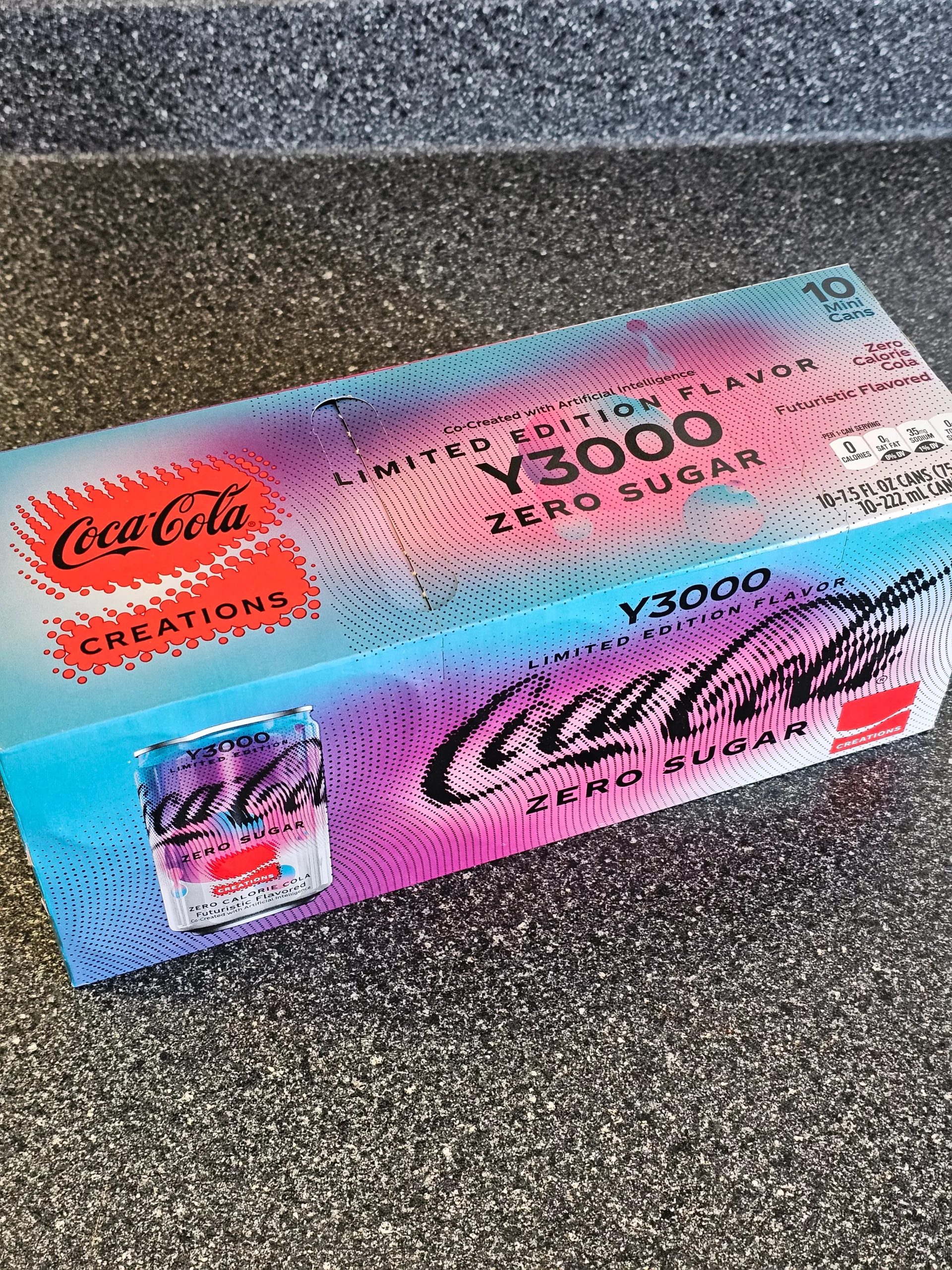 Box of Zero Sugar Coca-Cola Limited Edition Y3000 soda.