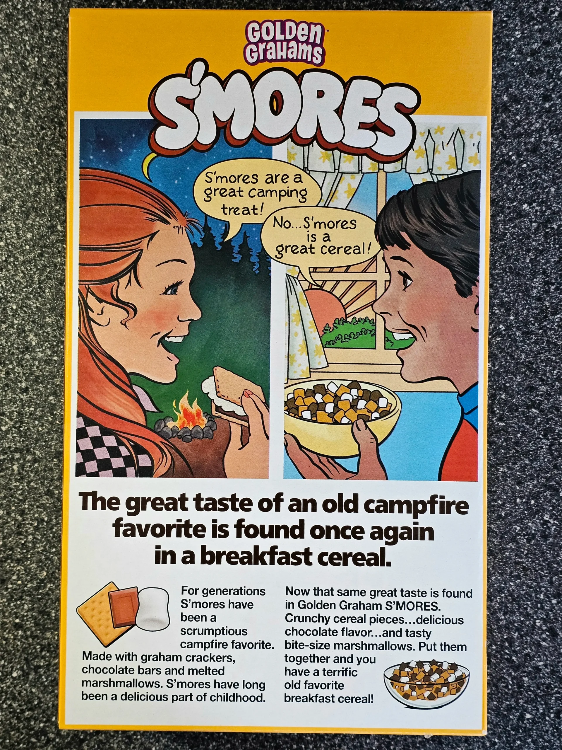 Back box of General Mills Golden Grahams S'mores.