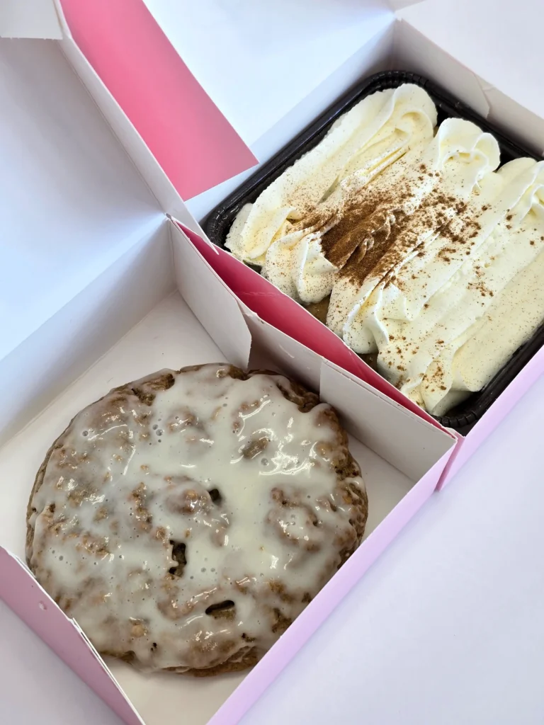 Crumbl Cookie's Tres Leches Cake and Iced Oatmeal.