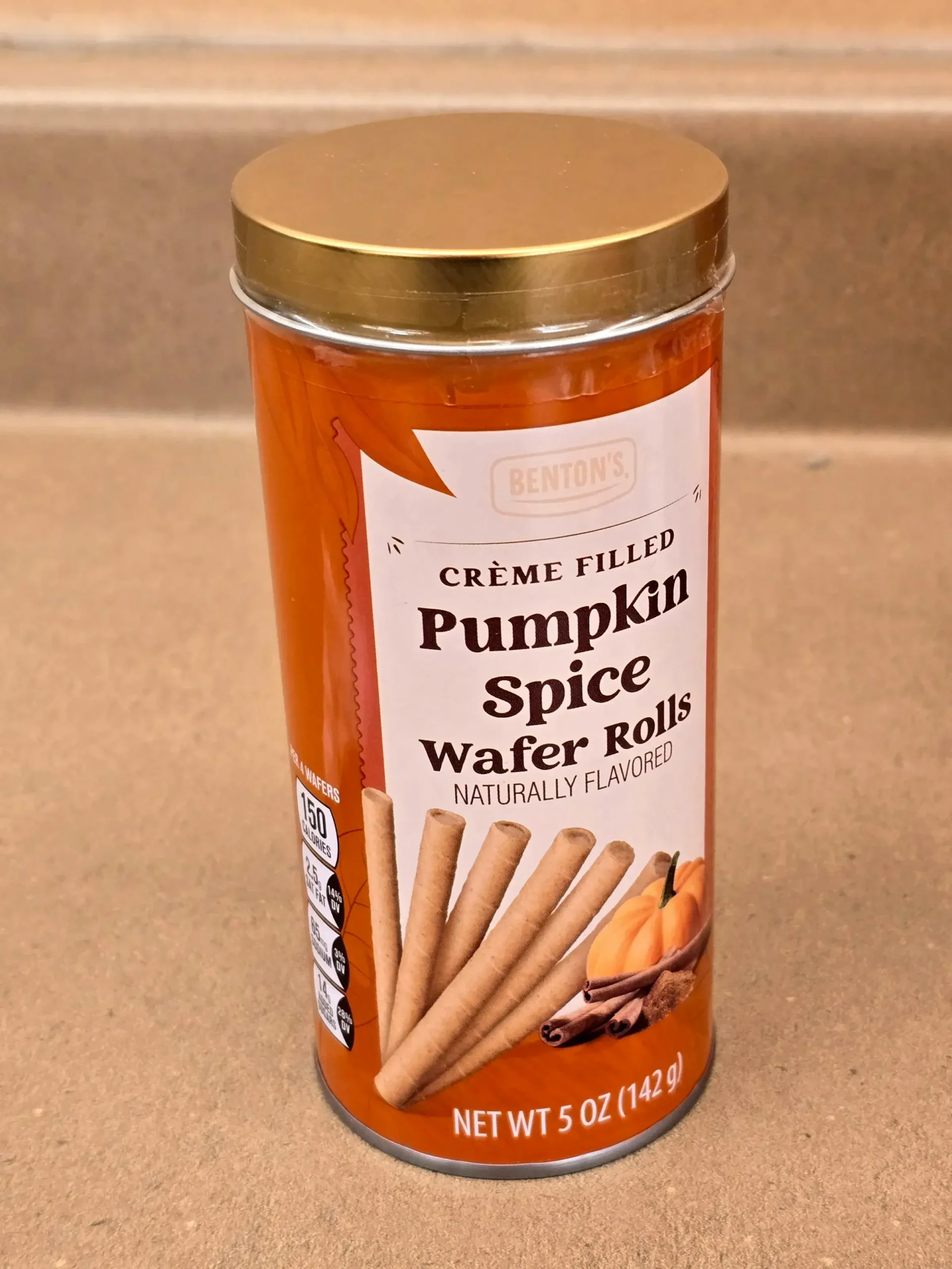 Benton's Creme Filled Pumpkin Spice Wafer Rolls.