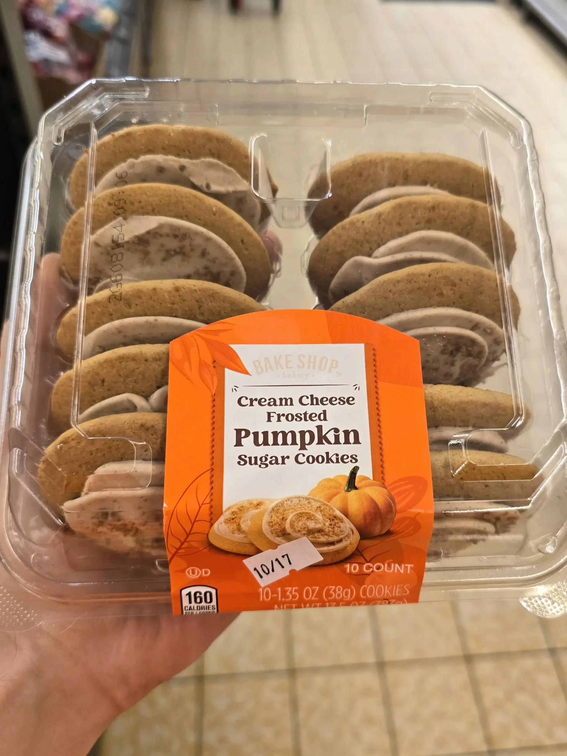 Aldi Bake Shop Cream Cheese Frosted Pumpkin Sugar Cookies.