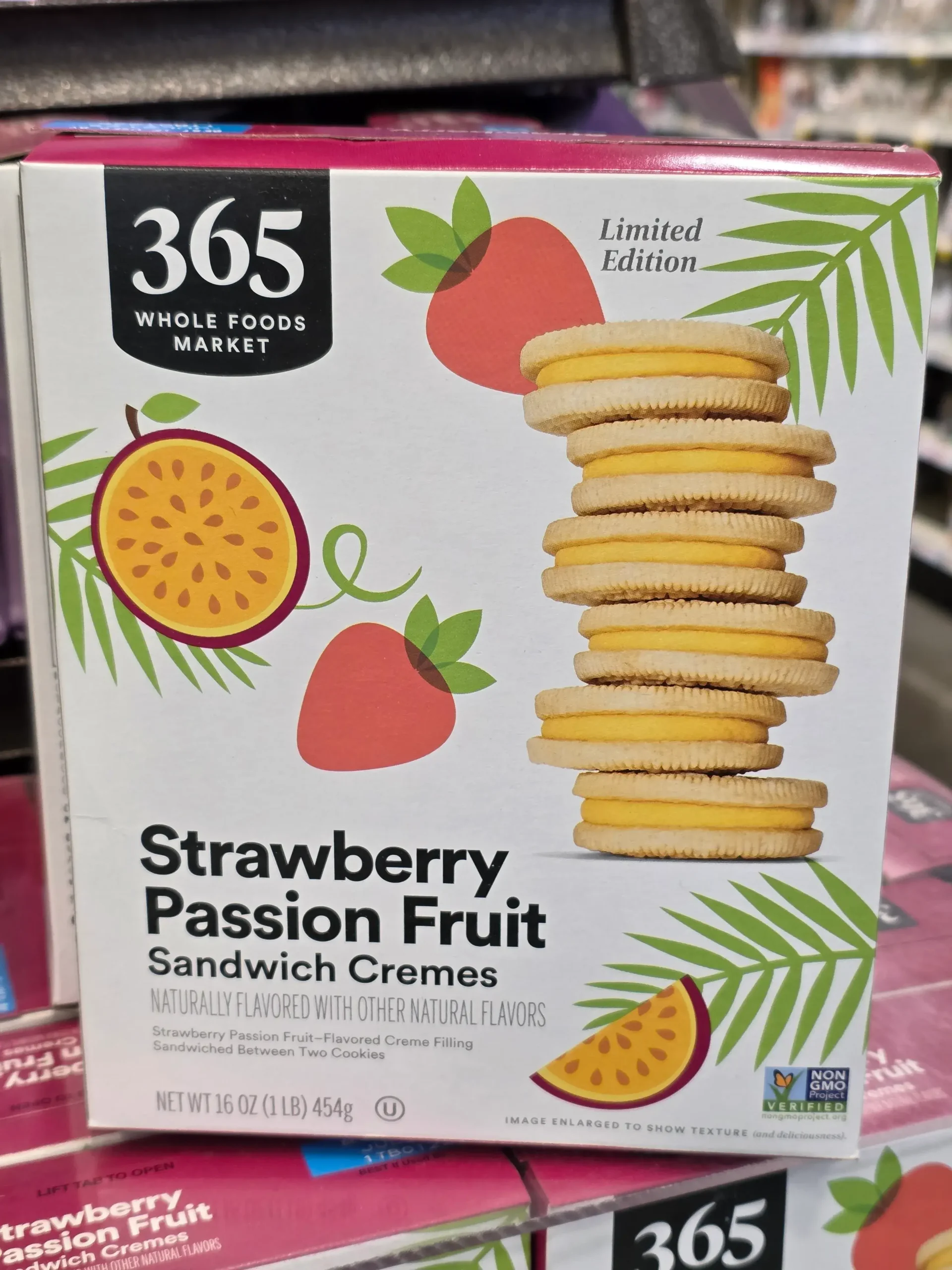 Whole Foods 365 Strawberry Passion Fruit Sandwich Cremes.