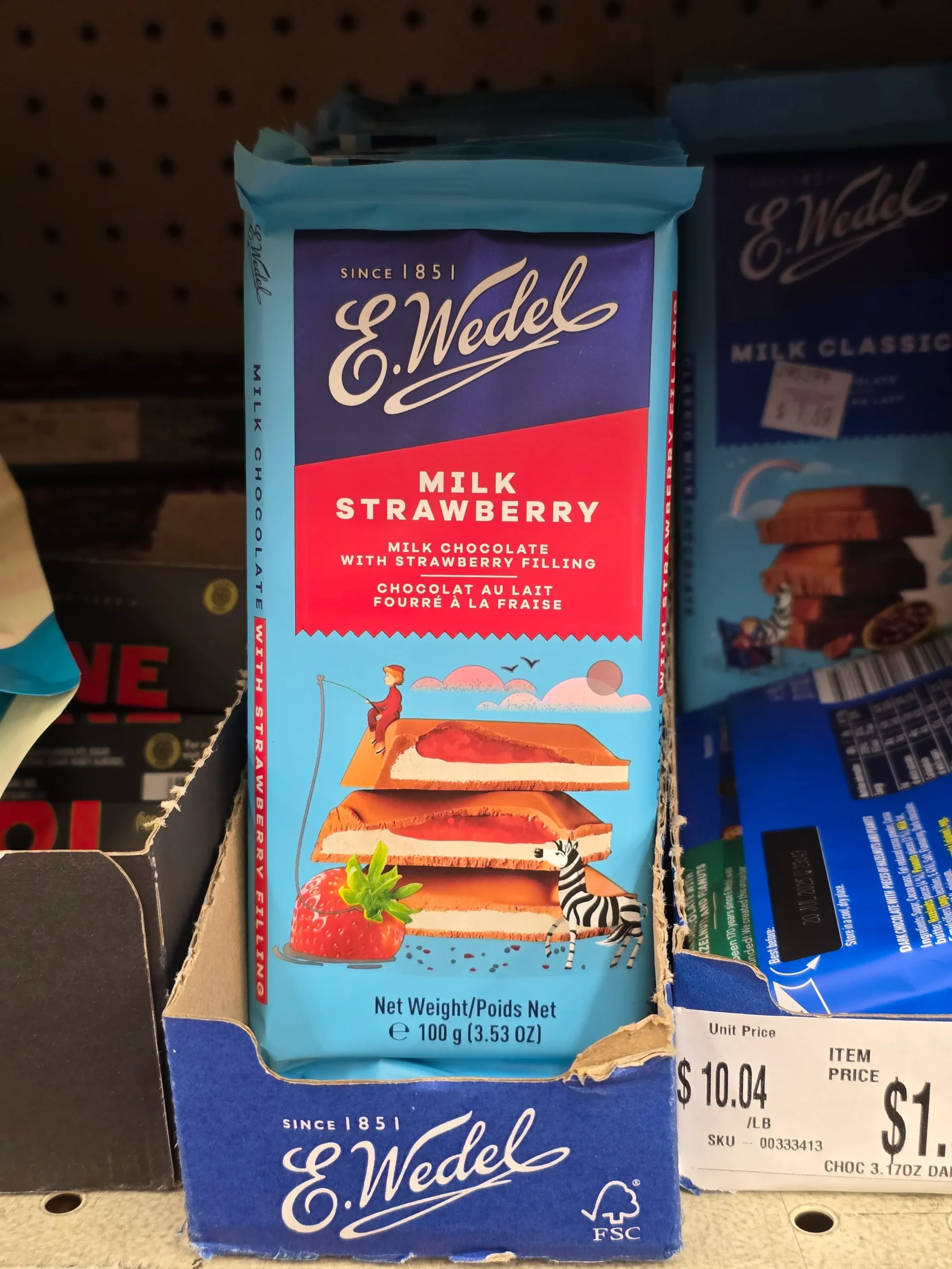 E. Wedel Milk Chocolate Strawberry Bar.
