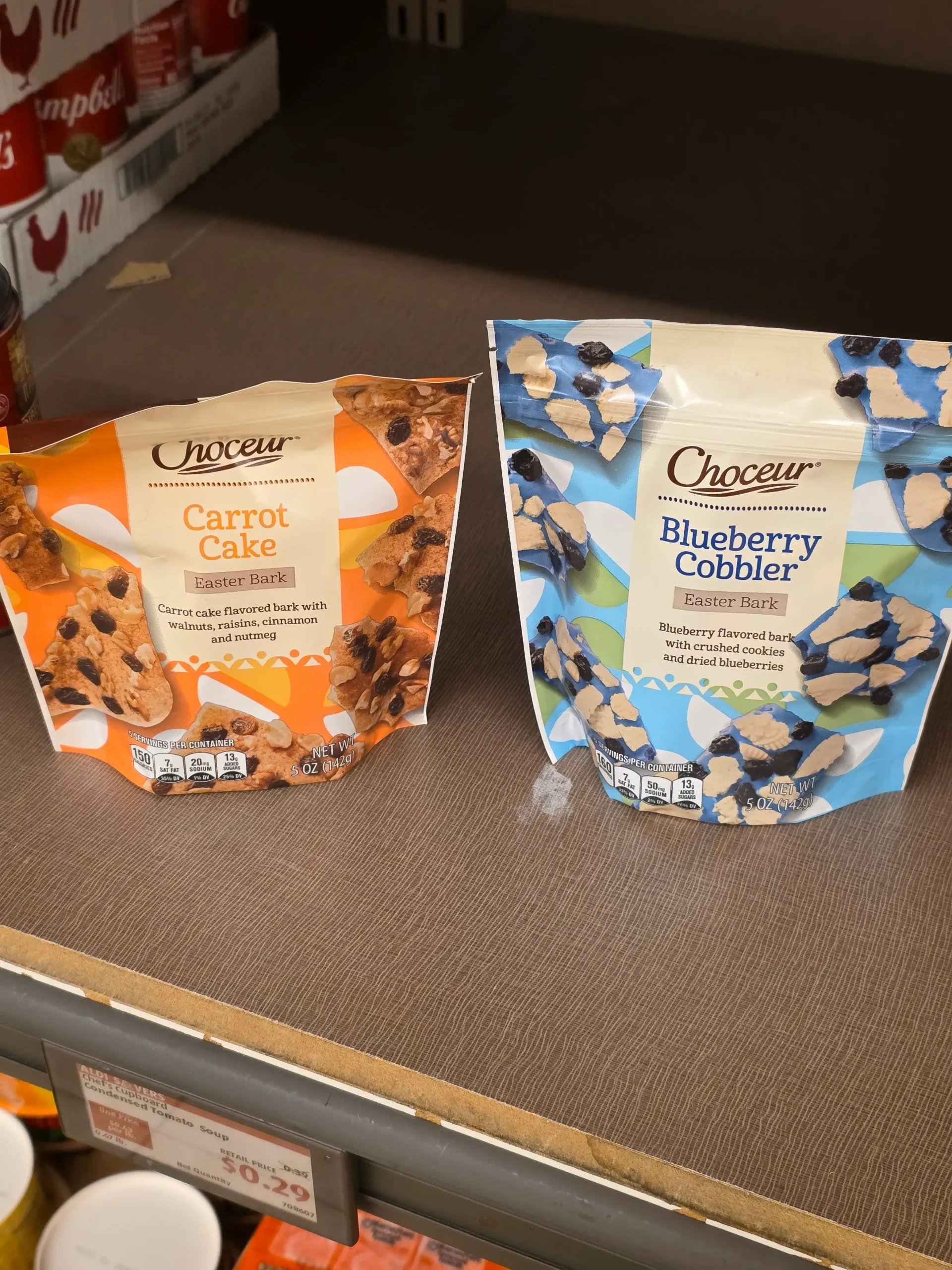 Choceur Easter Bark: Carrot Cake and Blueberry Cobbler.