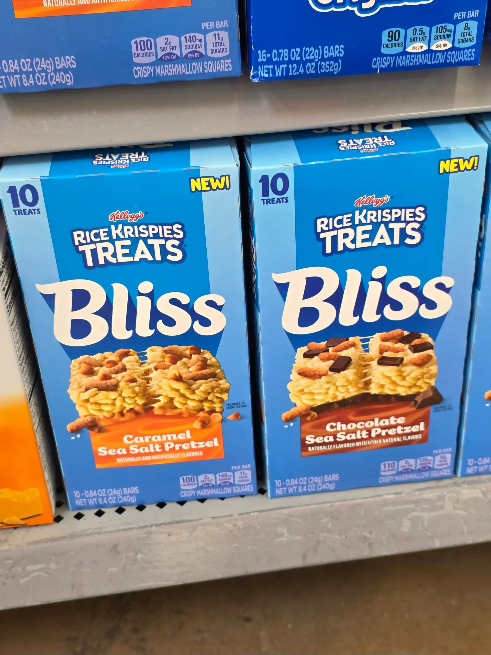 Rice Krispies Treats Bliss Caramel and Chocolate Sea Salt Pretzel.
