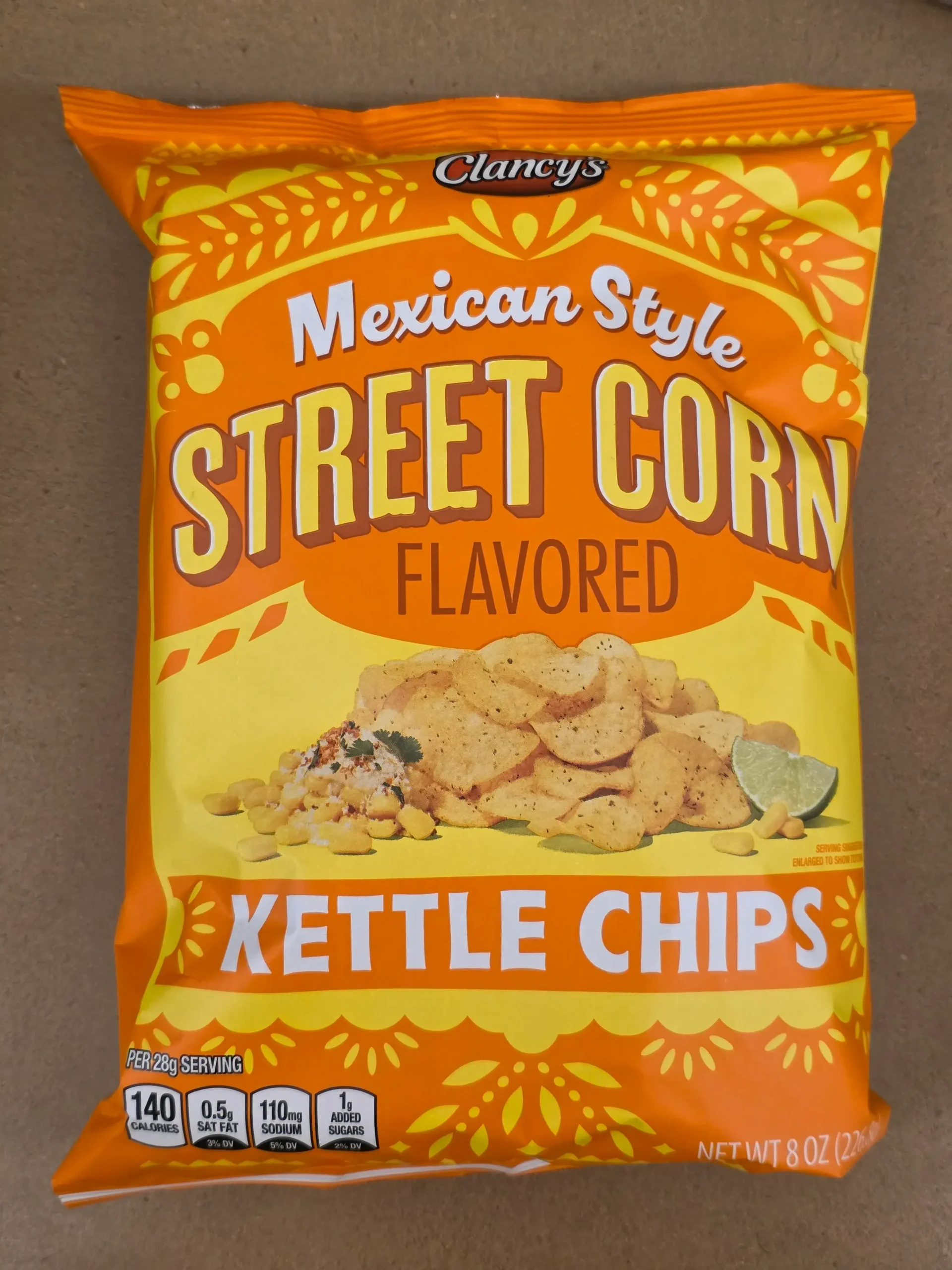 Clancy's Mexican Style Street Corn Flavored Kettle Chips.