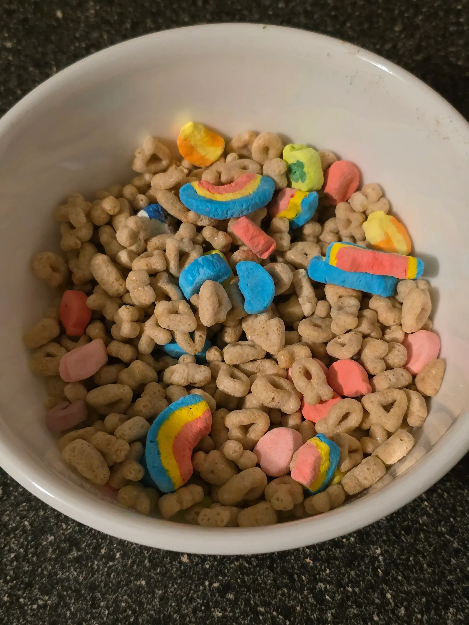 Lucky Charms with Jumbo Rainbow Marshmallows.