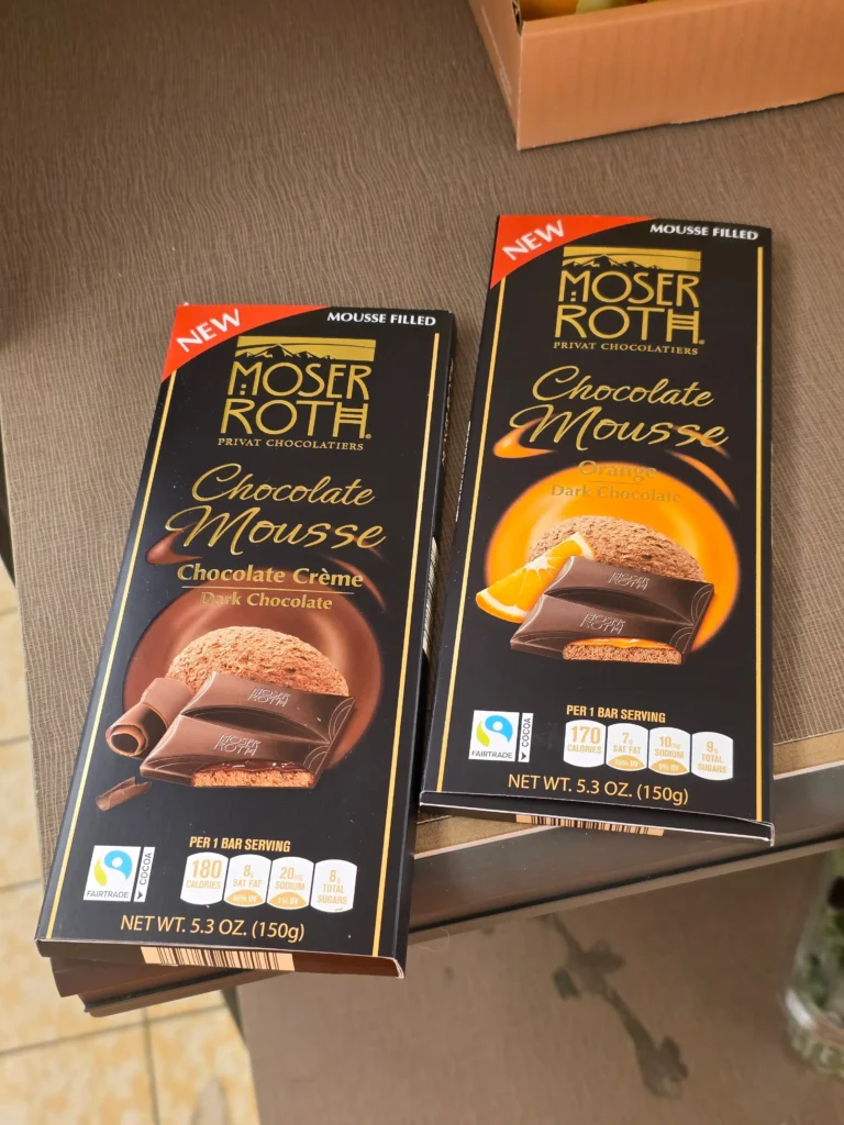 Moser Roth Chocolate Mousse Dark Chocolate: Chocolate Crème and Orange.