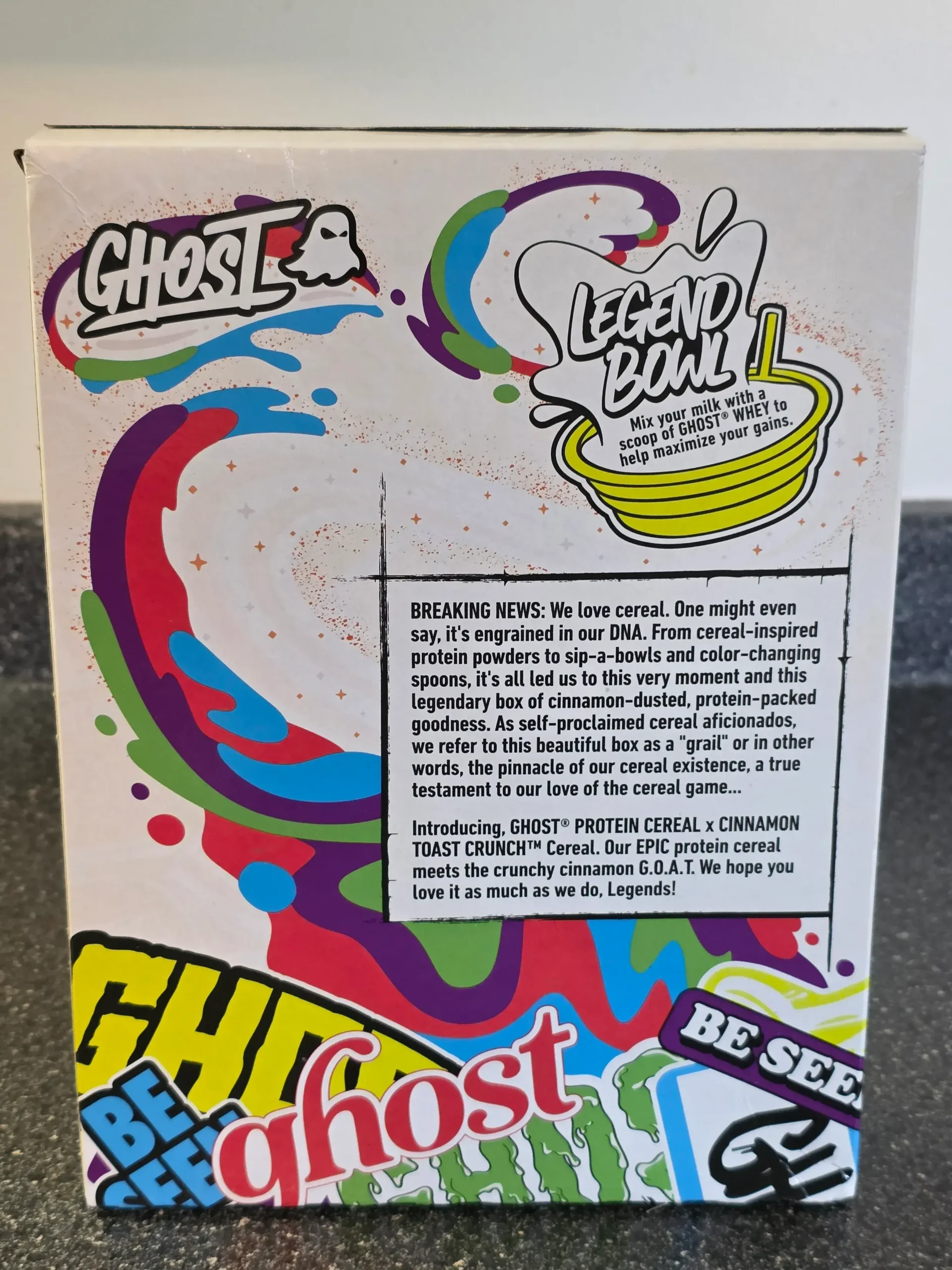 Ghost x Cinnamon Toast Crunch Protein Cereal.