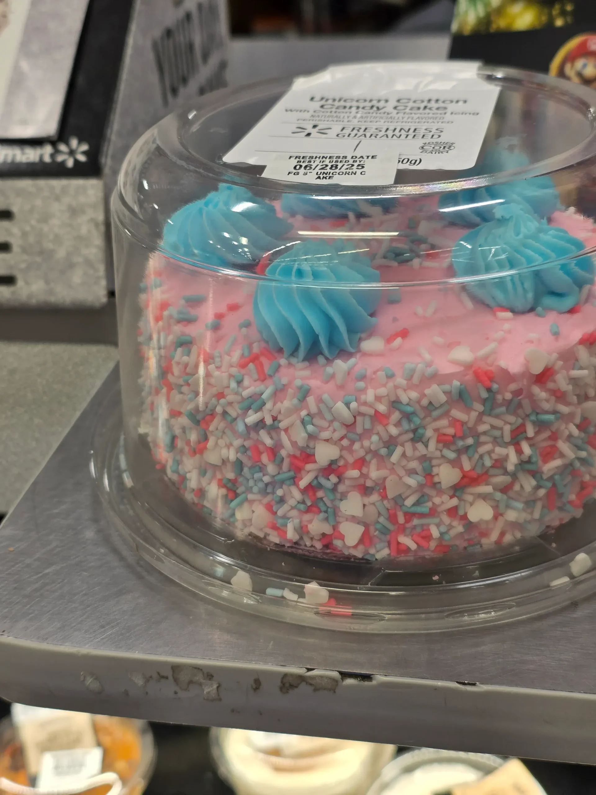 Walmart Freshness Guaranteed Unicorn Cotton Candy Cake.