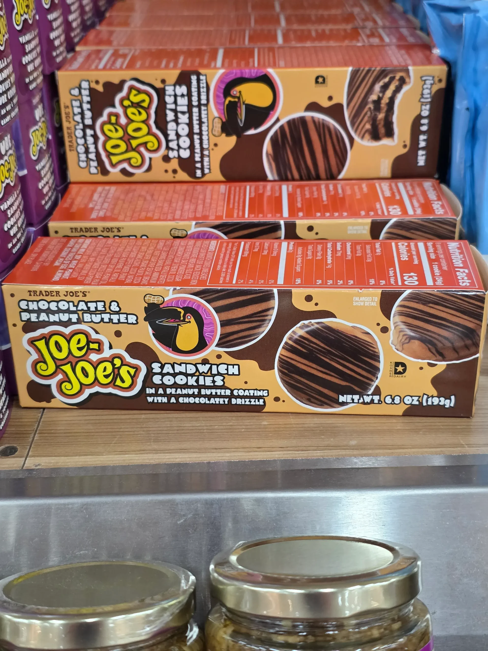Trader Joe's Chocolate & Peanut Butter Joe-Joe's Sandwich Cookies.