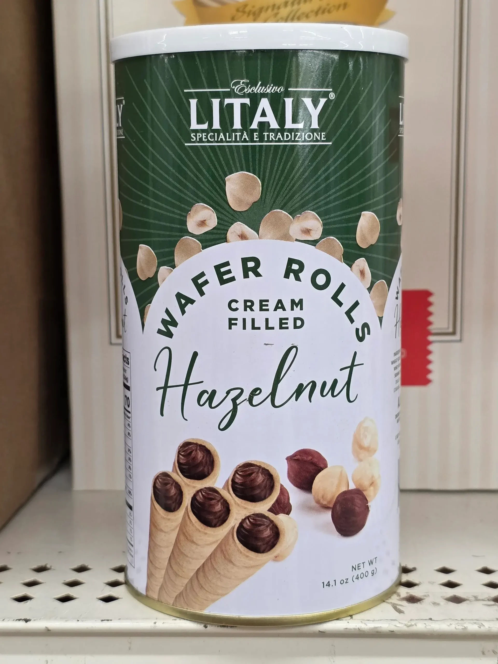 Litaly Hazelnut Cream Filled Wafer Rolls.