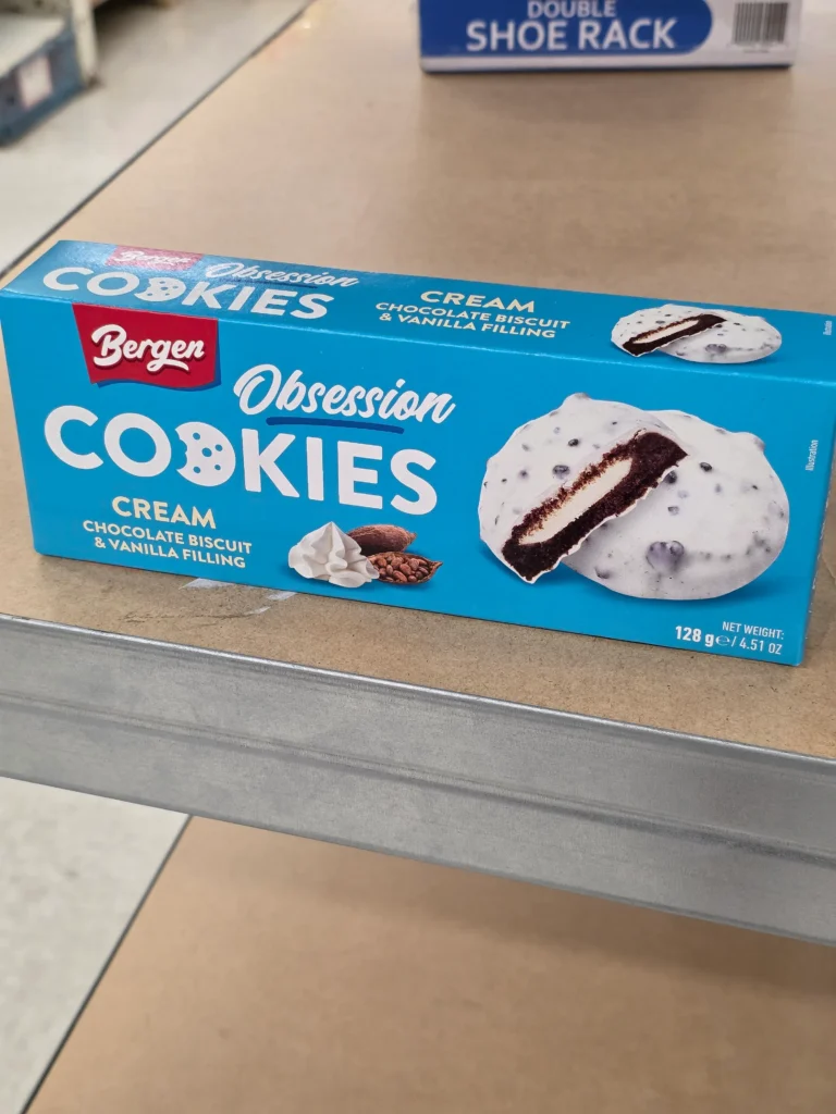 Bergen Obsession Cream Chocolate Biscuit & Vanilla Filling Cookies.