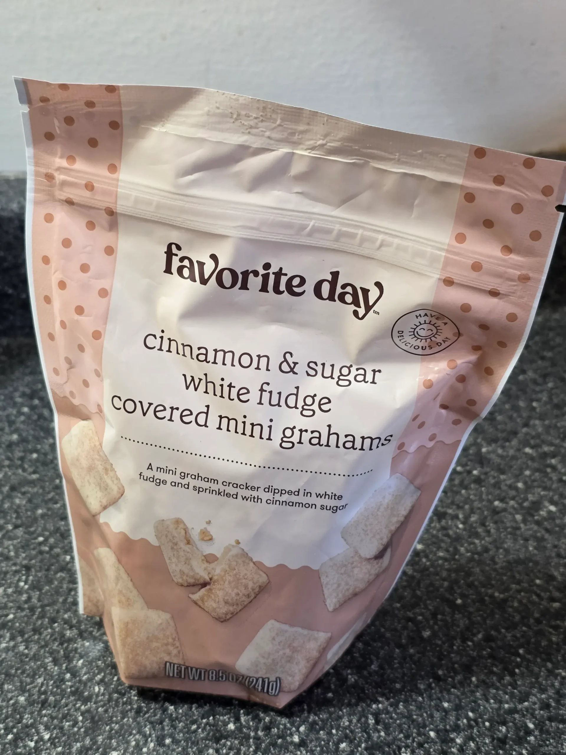 Favorite Day Cinnamon & Sugar White Fudge Covered Mini Grahams.