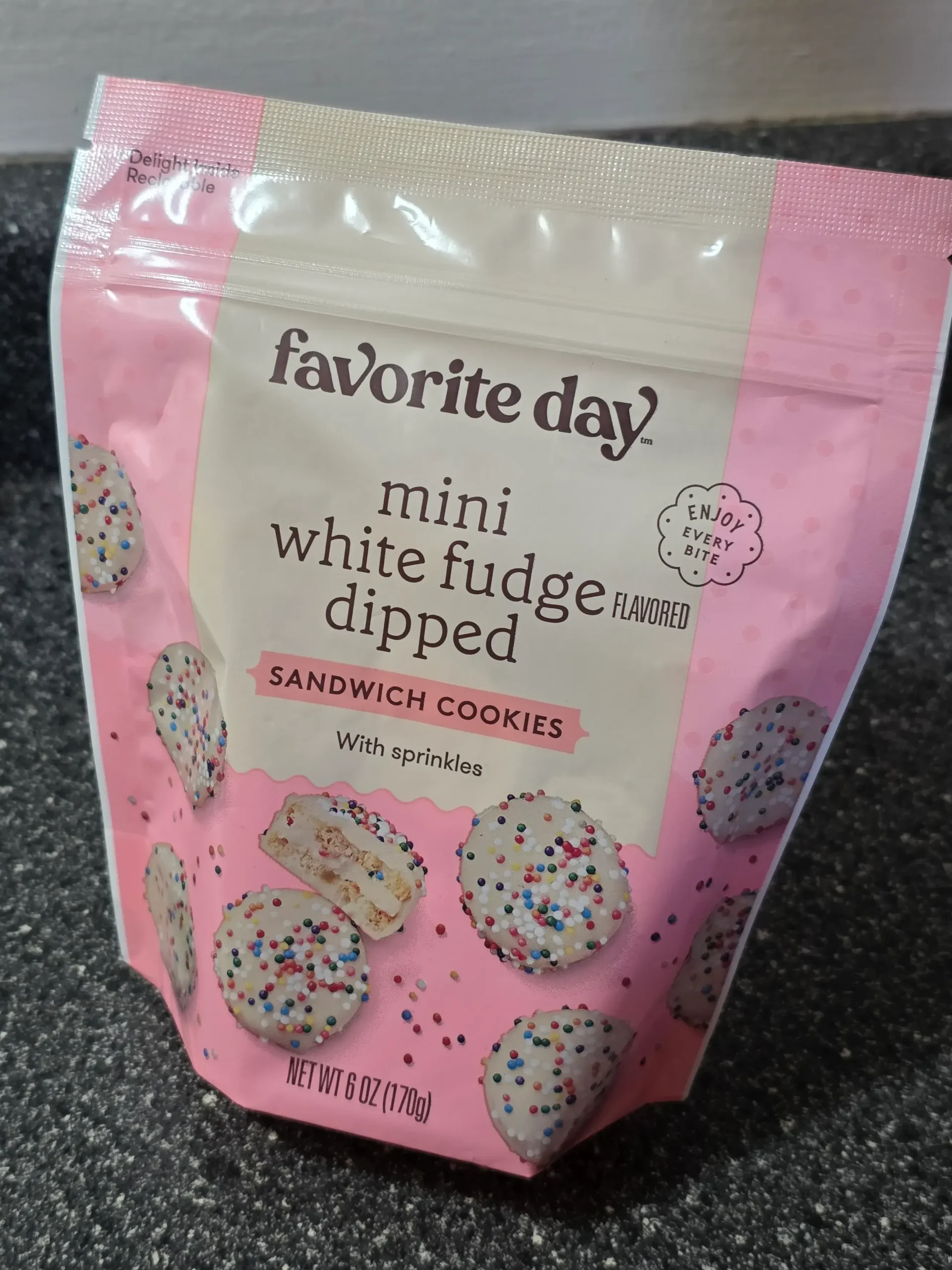Target Favorite Day Mini White Fudge Dipped Sandwich Cookies.