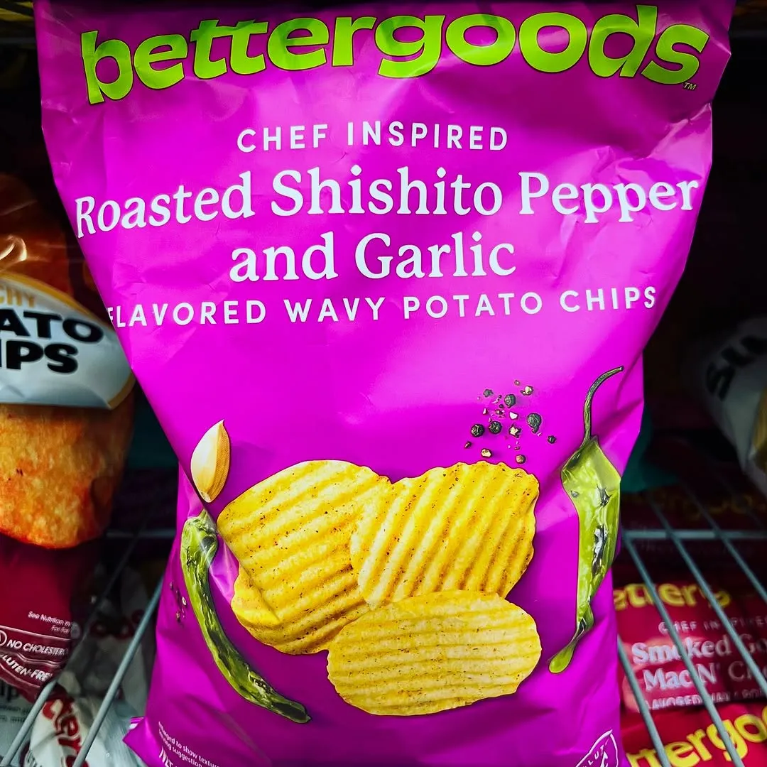 bettergoods Roasted Shishito Pepper & Garlic Wavy Potato Chips.
