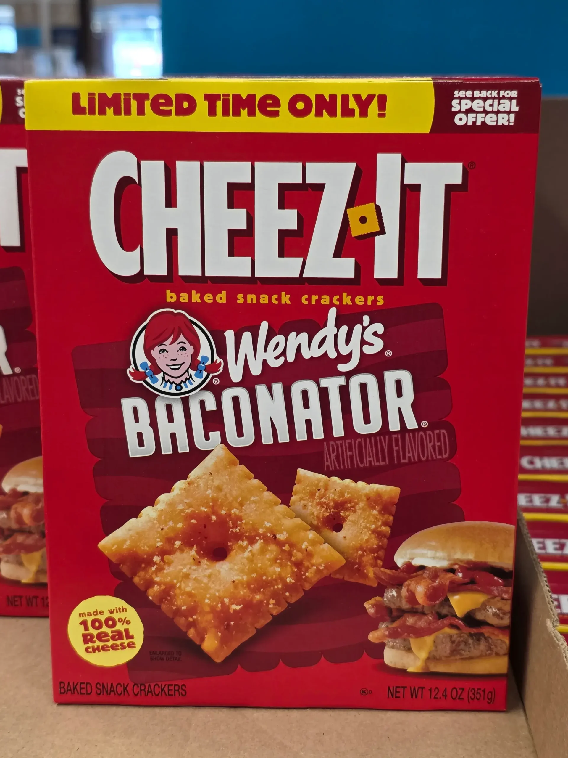 Cheez-it Wendy's Baconator Crackers.