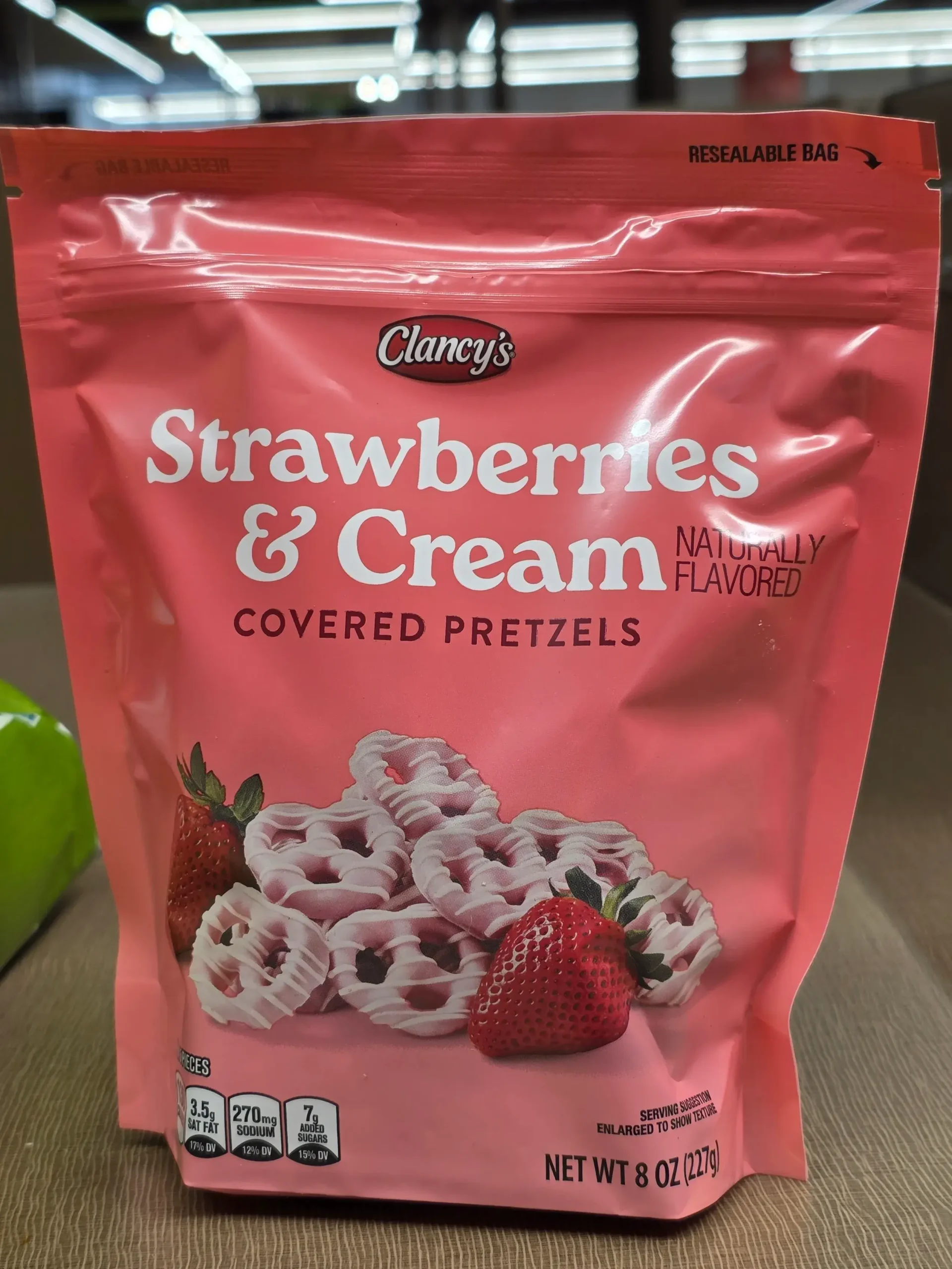 Clancy's Strawberries & Cream Covered Pretzels.