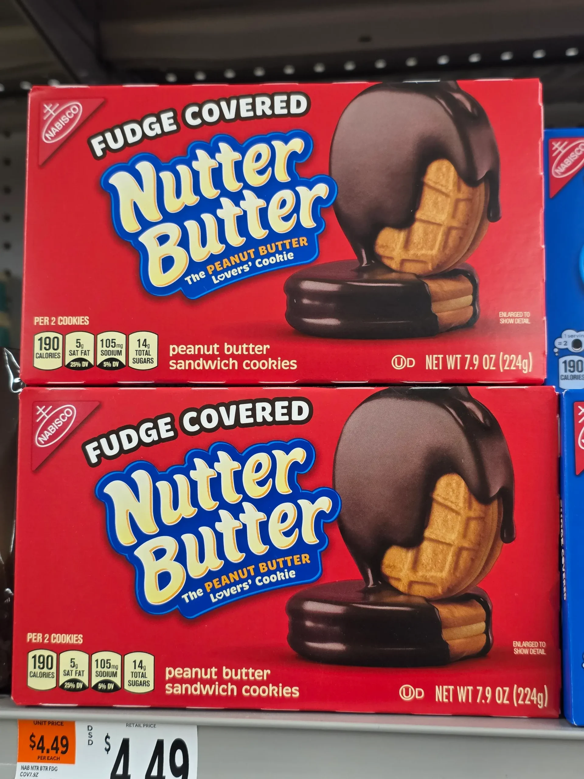 Nabisco Fudge Covered Nutter Butter Cookies.