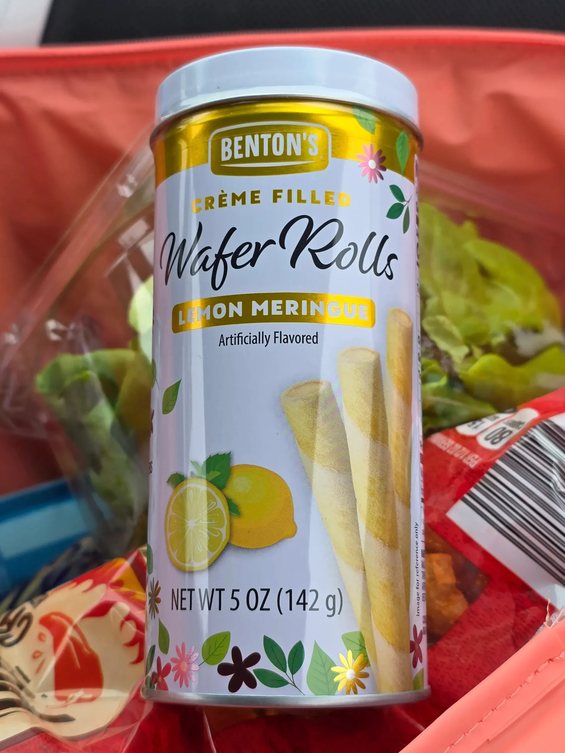 Benton's Creme Filled Lemon Meringue Wafer Rolls.
