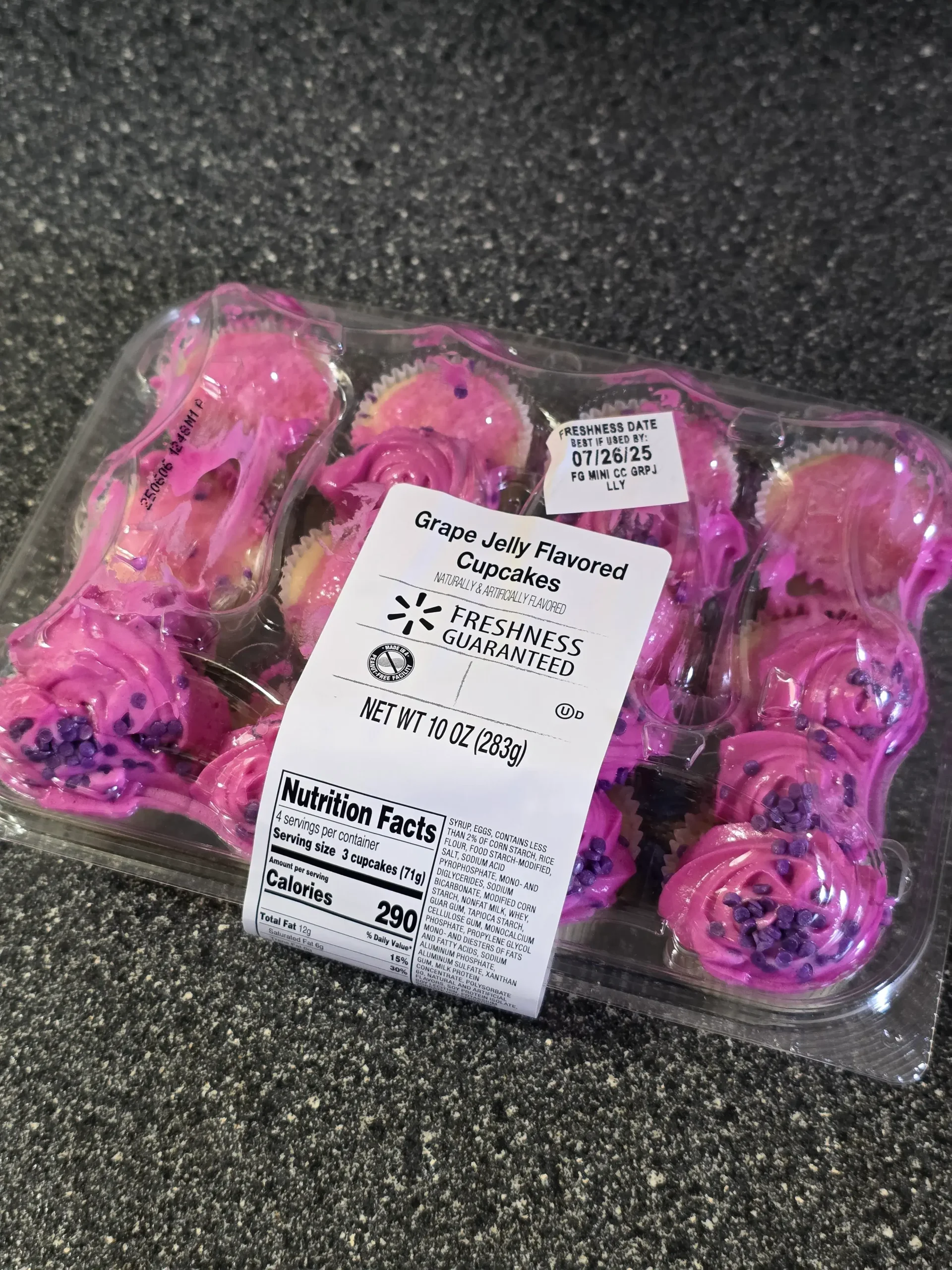 Walmart Freshness Guaranteed Grape Jelly Cupcakes.