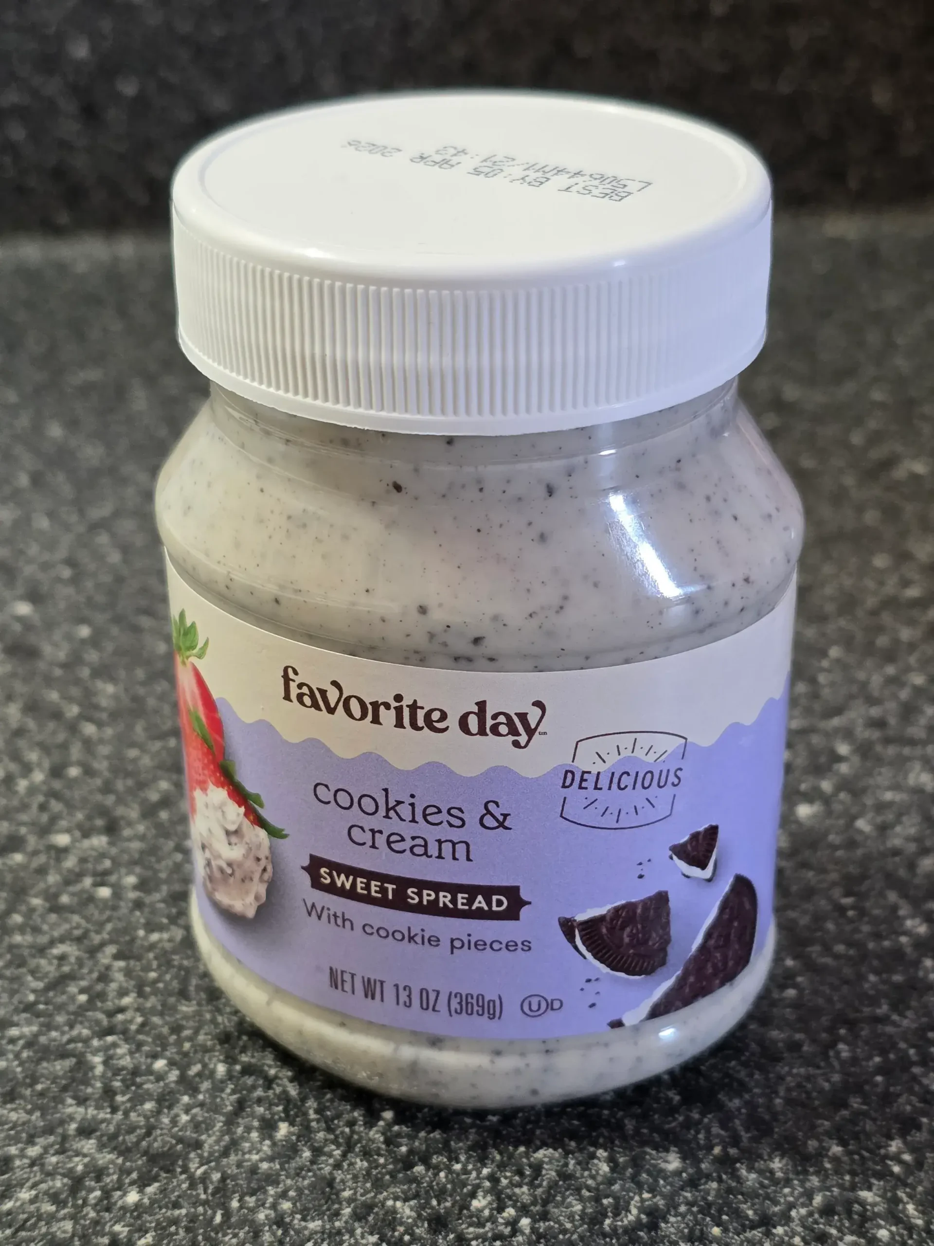 Target Favorite Day Cookies and Cream Sweet Spread with Cookie Pieces.