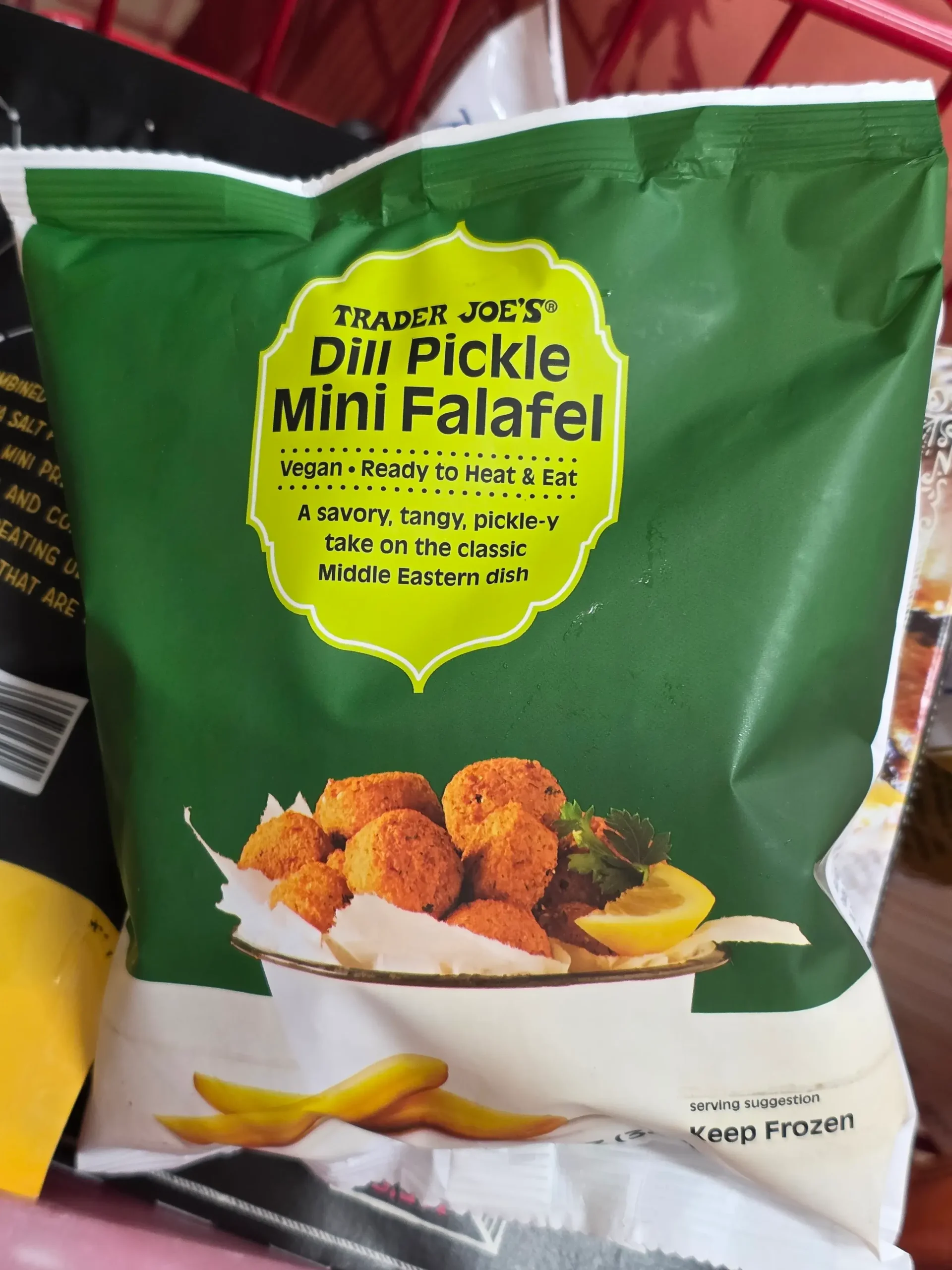 Trader Joe's Dill Pickle Mini Falafel.