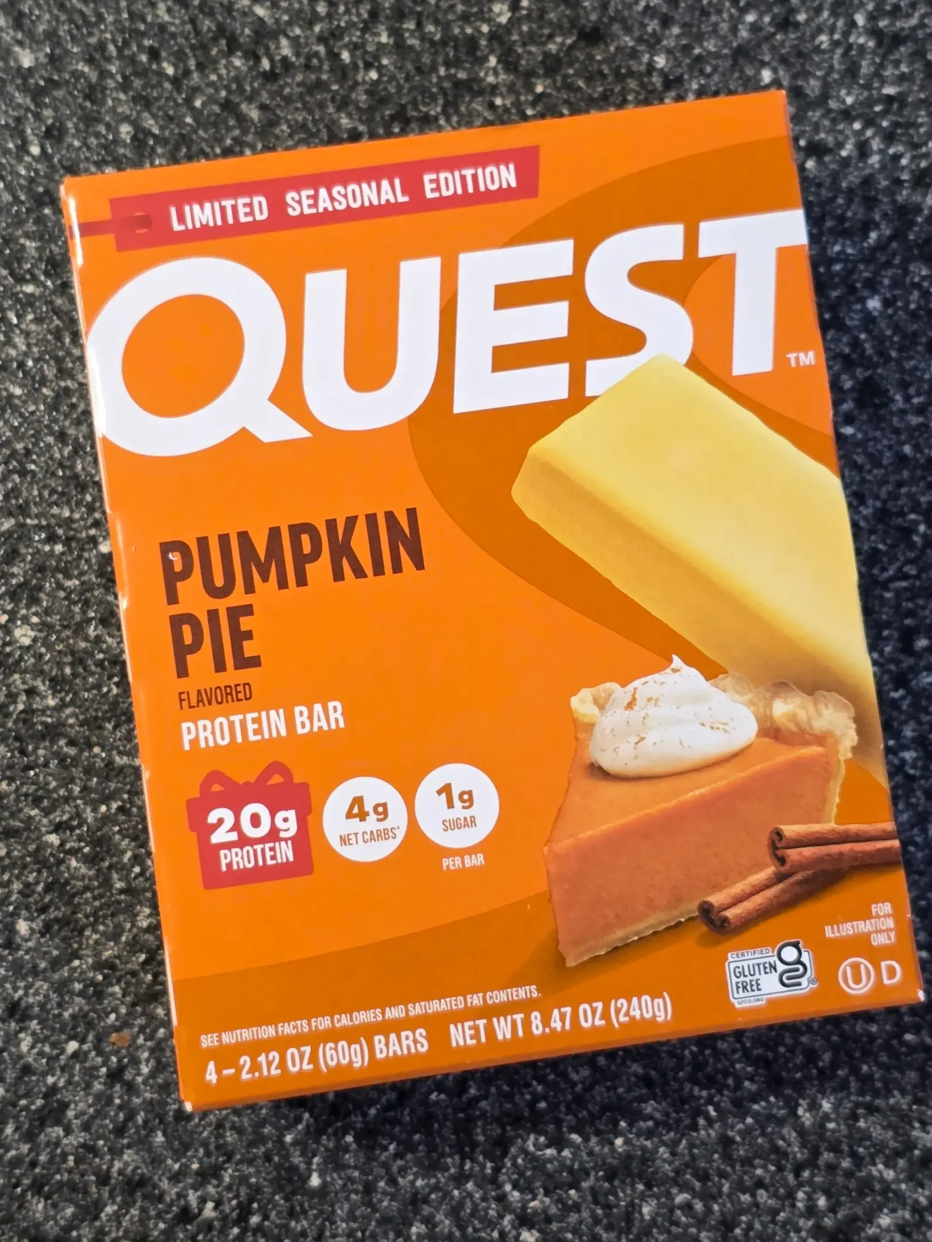Quest Pumpkin Pie Protein Bar.