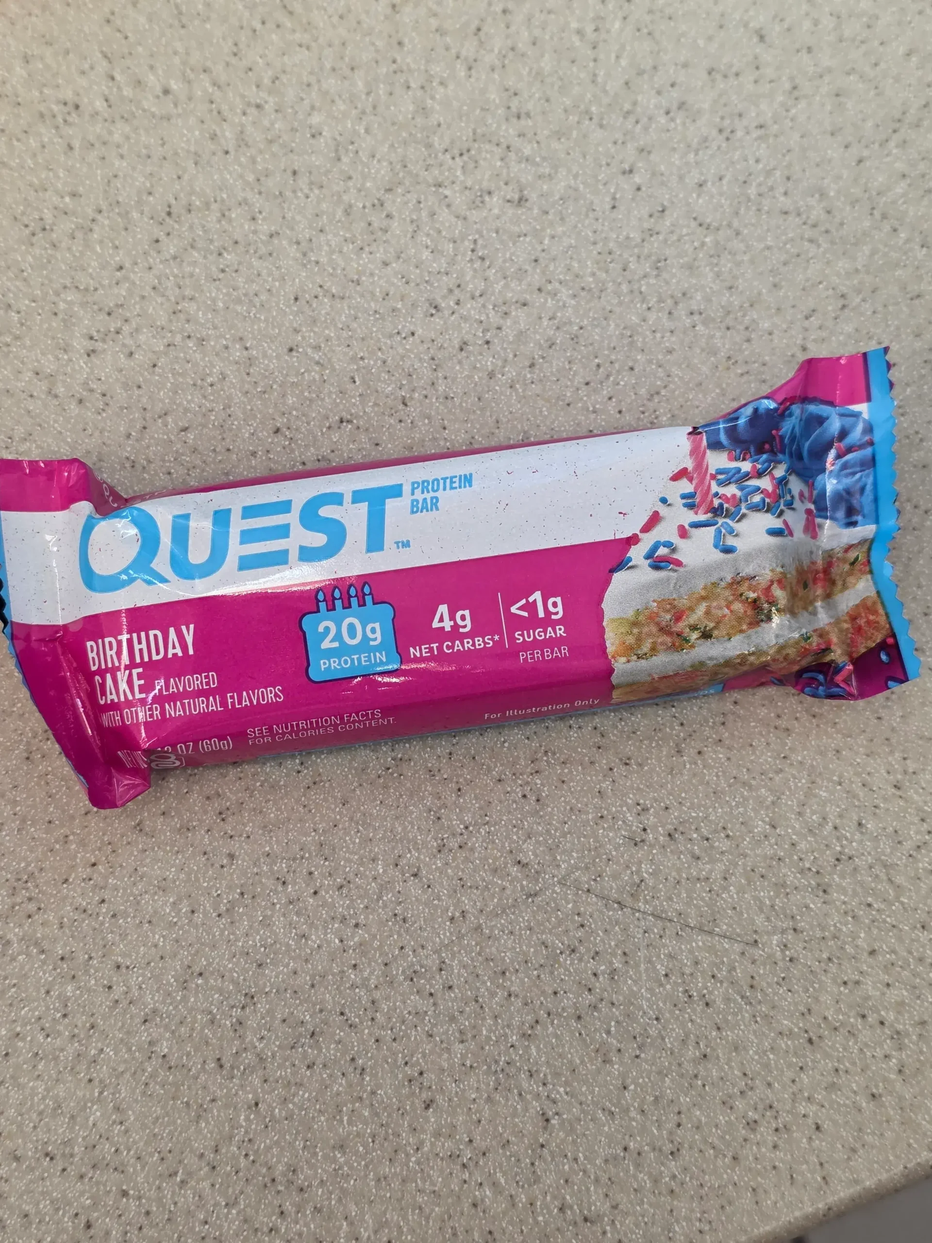 Quest Birthday Cake Protein Bar.