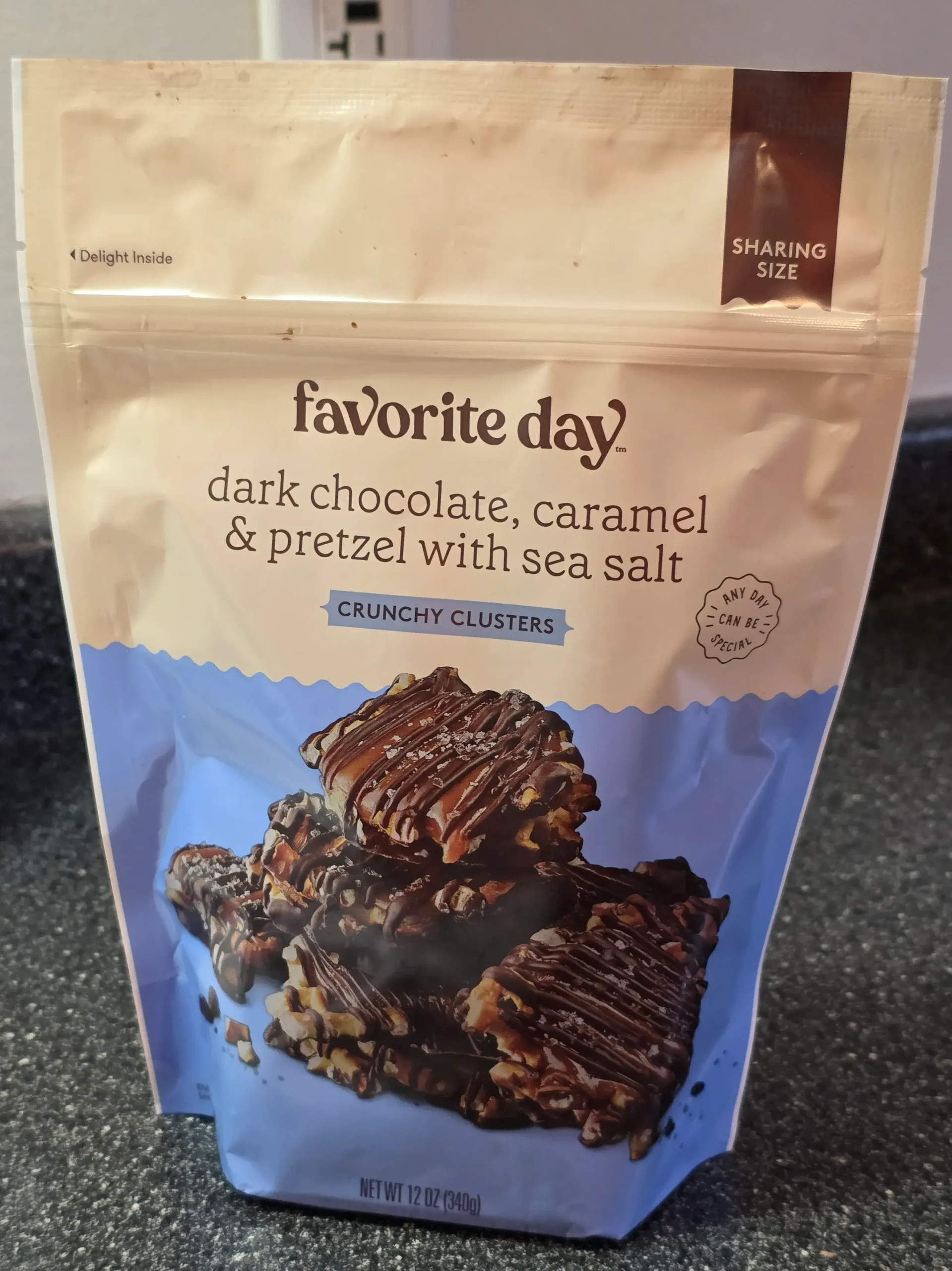 Target Favorite Day Dark Chocolate, Caramel & Pretzel with Sea Salt Crunch Clusters.