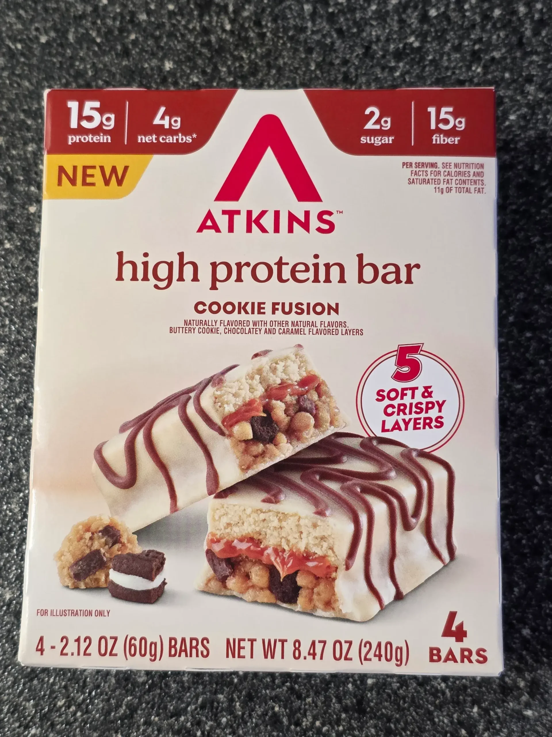 Atkins Cookie Fusion High Protein Bar.