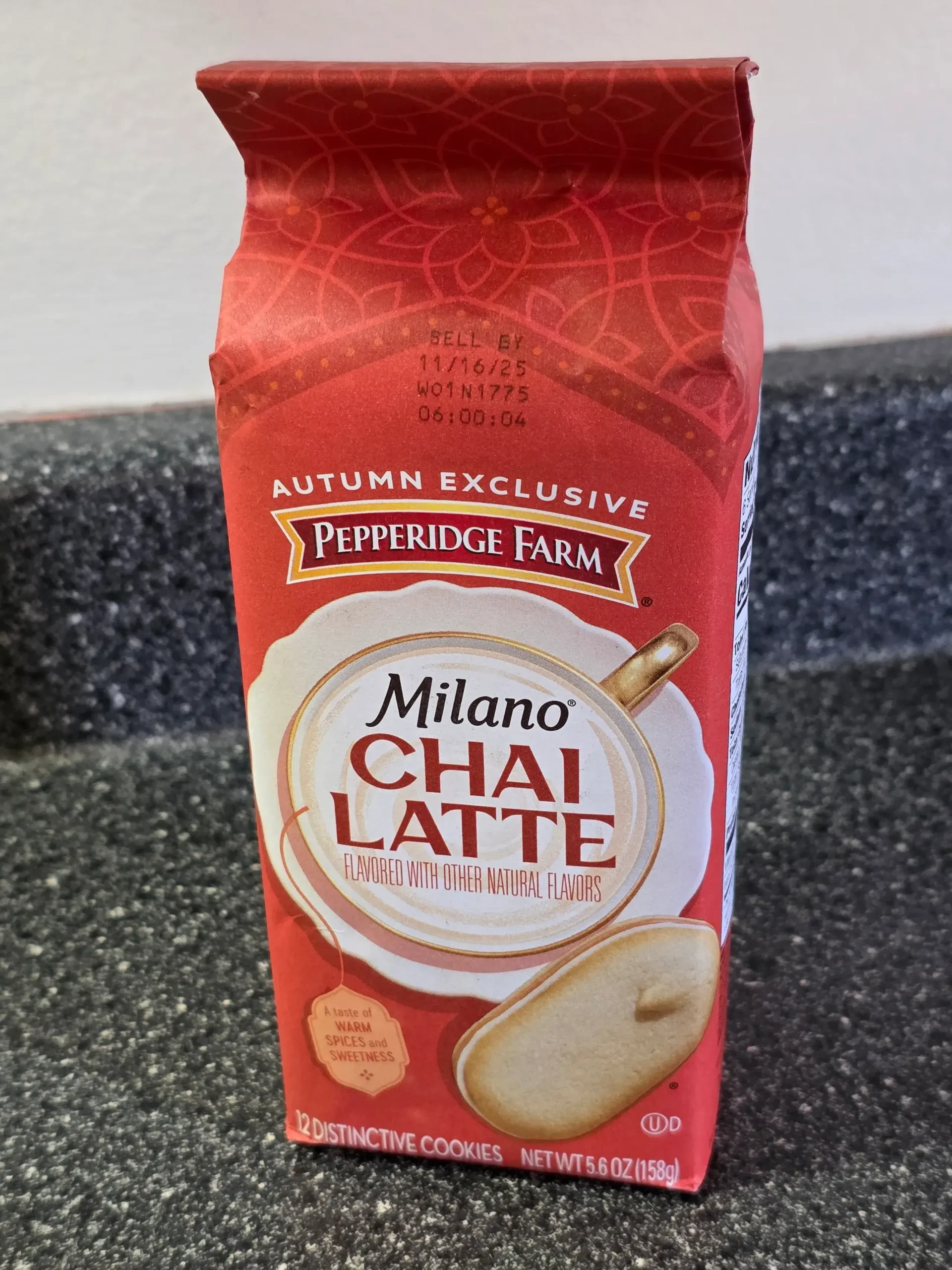 Pepperidge Farm Milano Chai Latte White Chocolate Cookies.