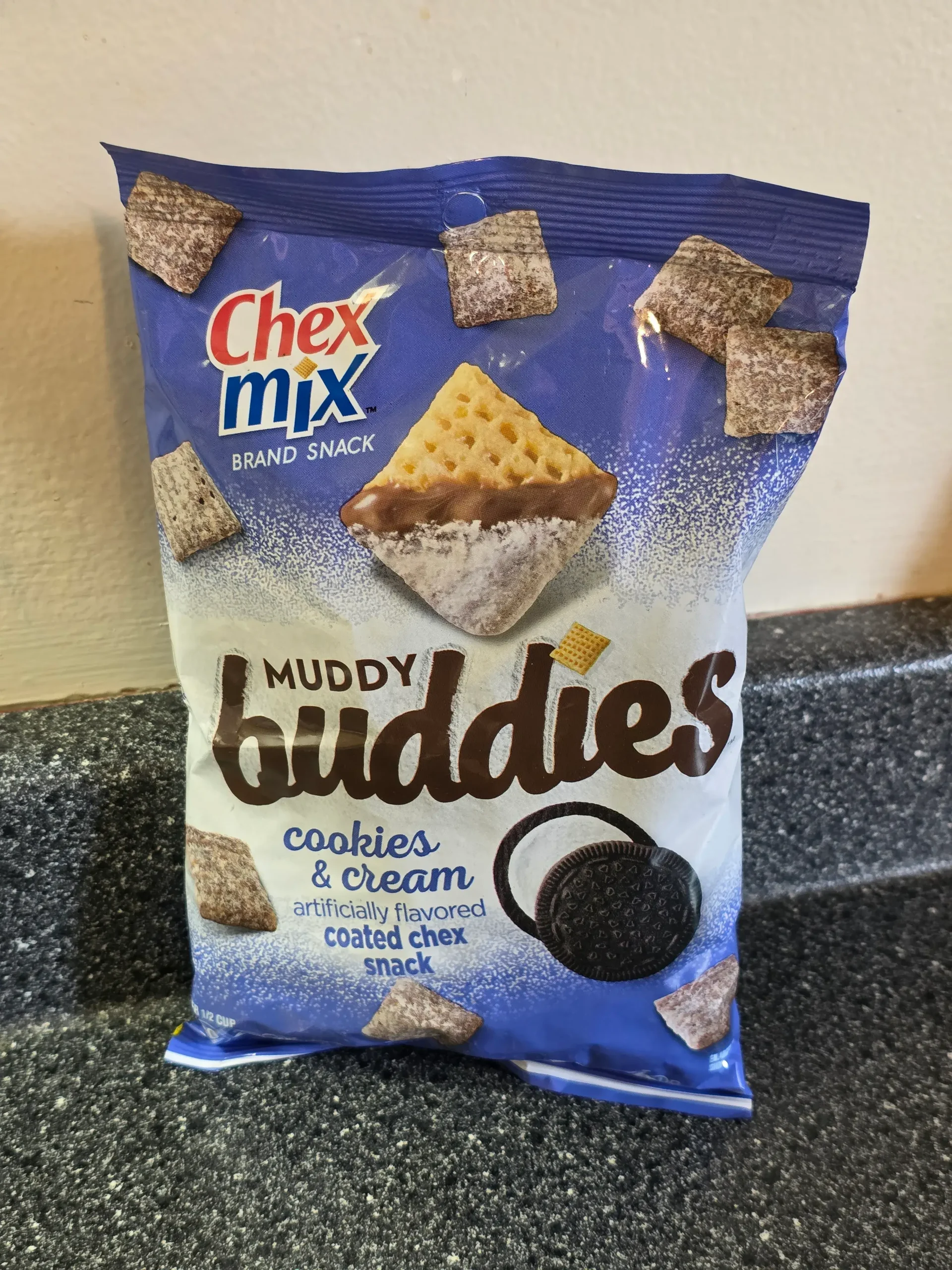 Chex Mix Muddy Buddies OREO Cookies & Cream Snack Mix.