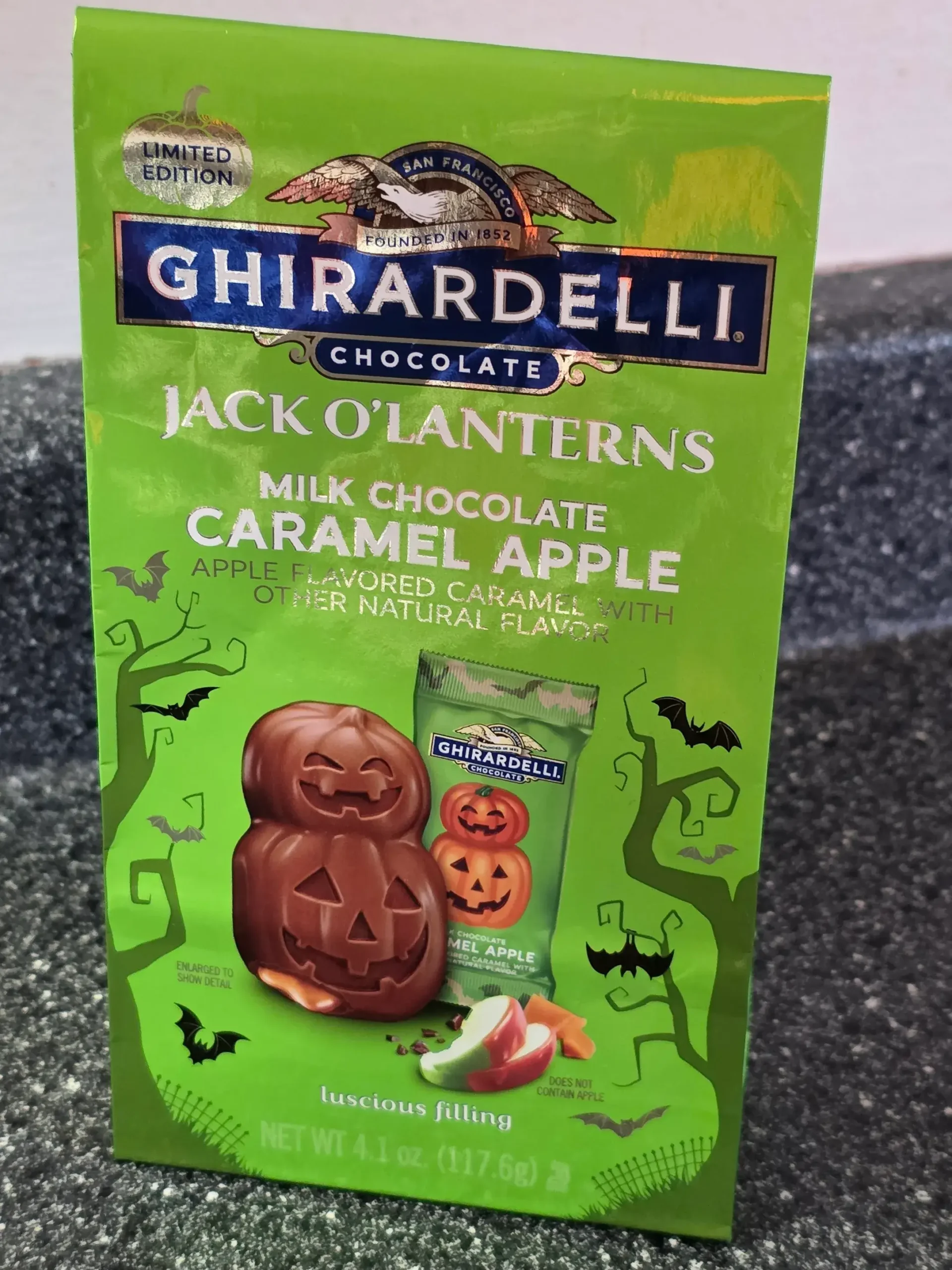 Ghirardelli Limited Edition Milk Chocolate Caramel Apple Jack O'Lanterns.